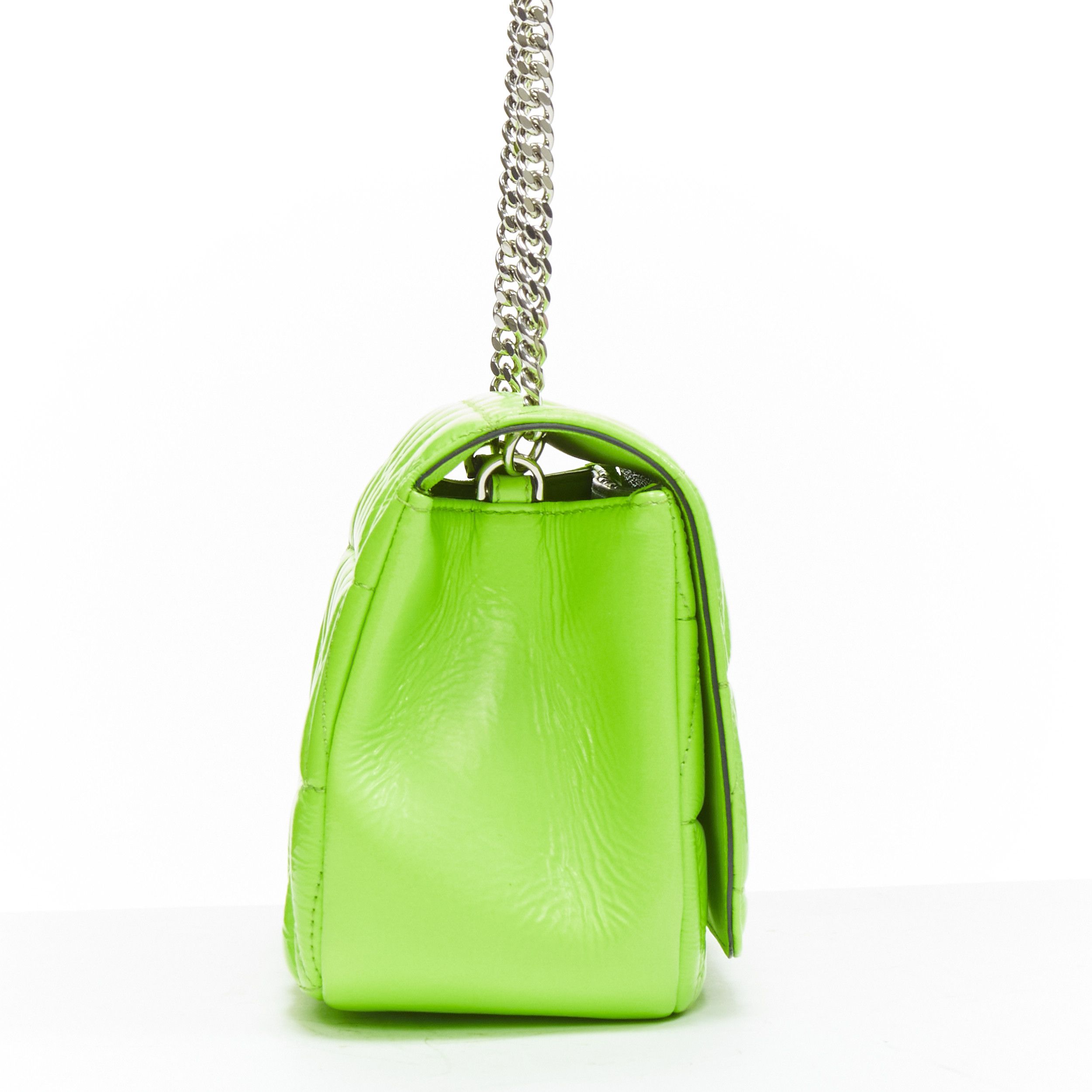Versace new VERSACE Virtus bright green V quilted patent leather crossbody flap bag Size ONE SIZE - 4 Thumbnail