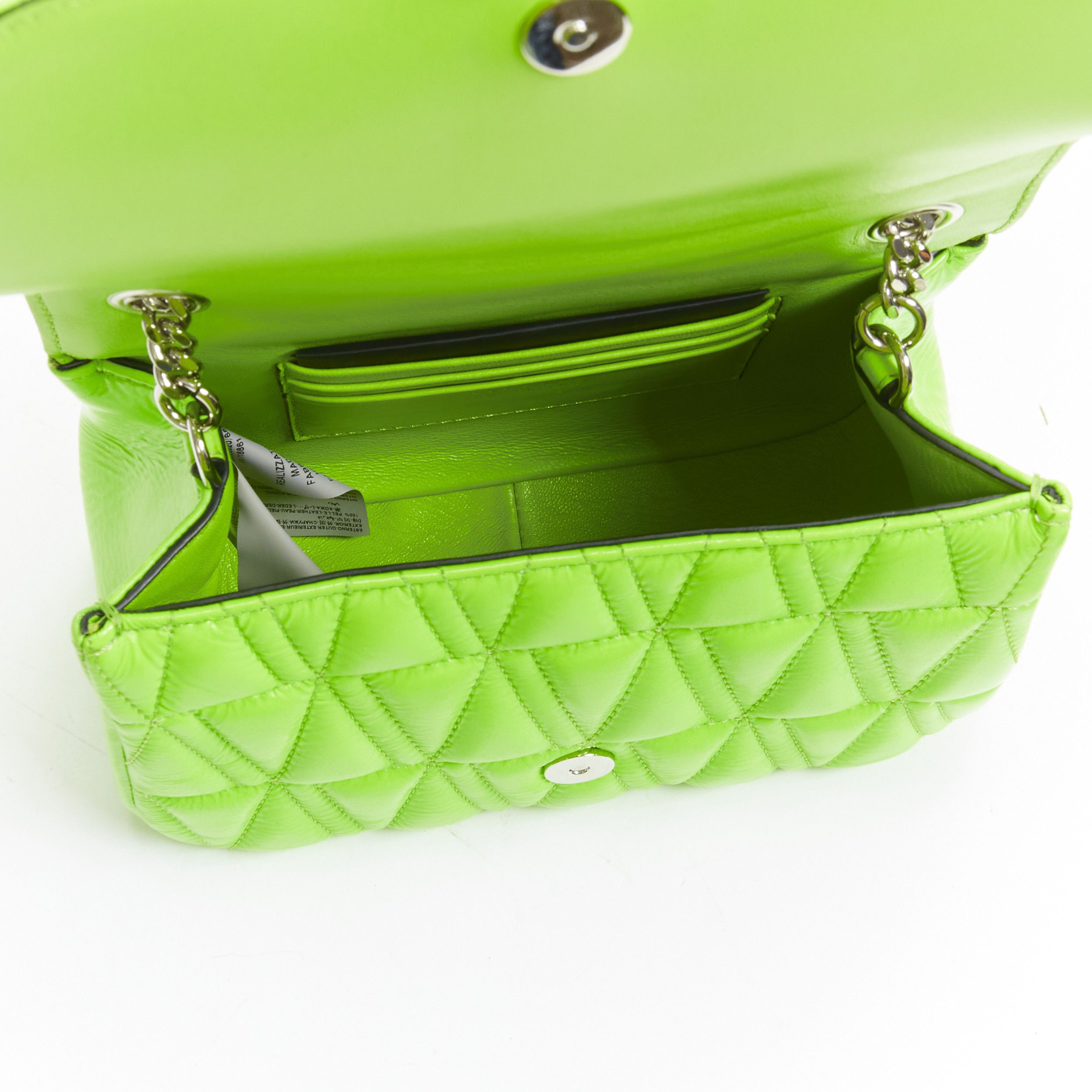 Versace new VERSACE Virtus bright green V quilted patent leather crossbody flap bag Size ONE SIZE - 9 Thumbnail