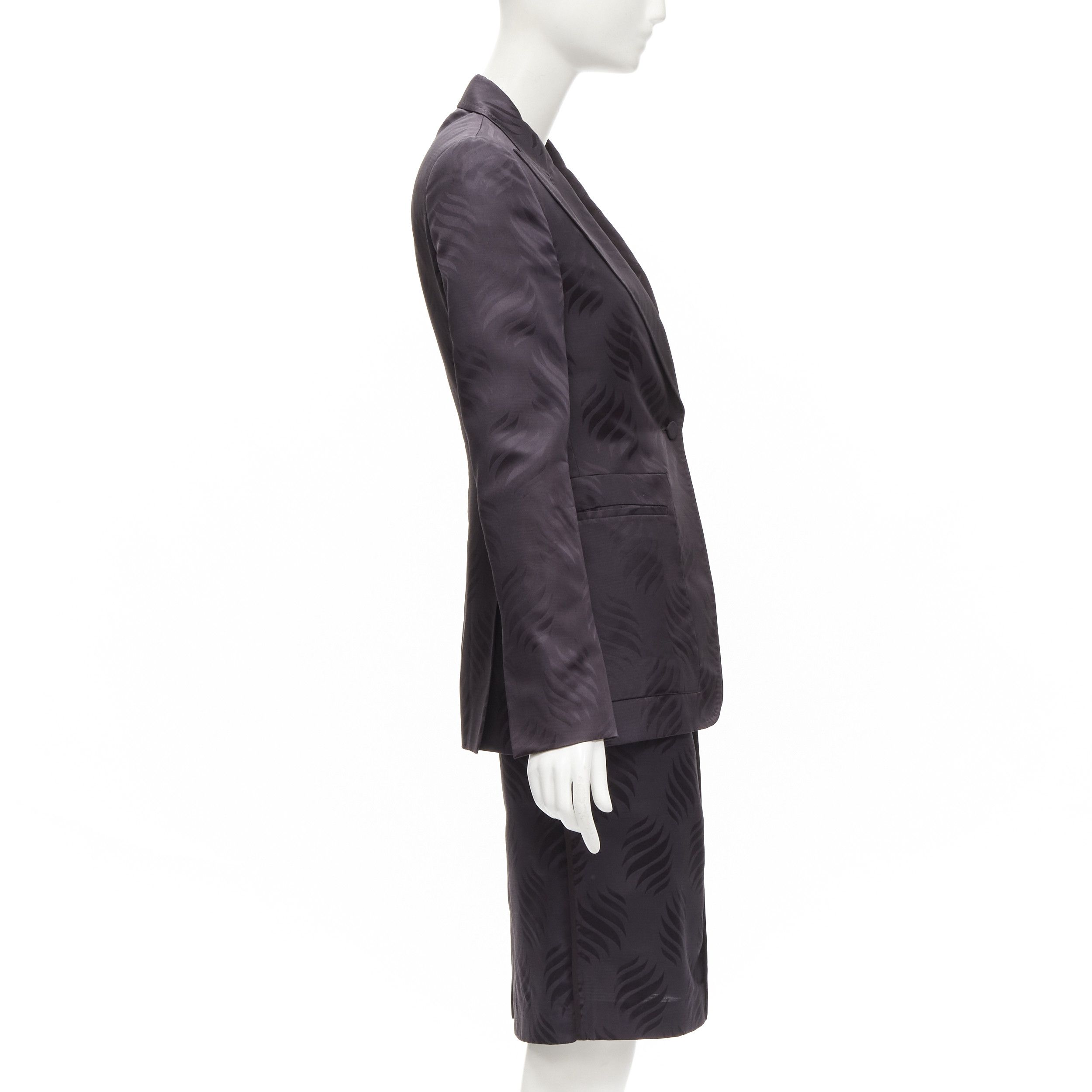 Gucci GUCCI Tom Ford Vintage black oriental leaf jacquard blazer skirt suit IT38 XS Size XS / US 0-2 / IT 36-38 - 5 Thumbnail
