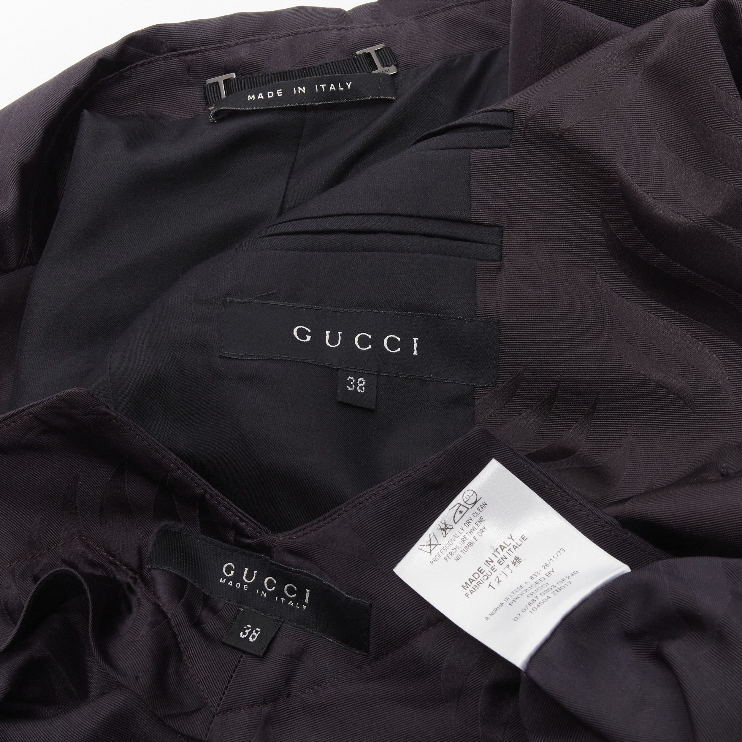 Gucci GUCCI Tom Ford Vintage black oriental leaf jacquard blazer skirt suit IT38 XS Size XS / US 0-2 / IT 36-38 - 13 Thumbnail