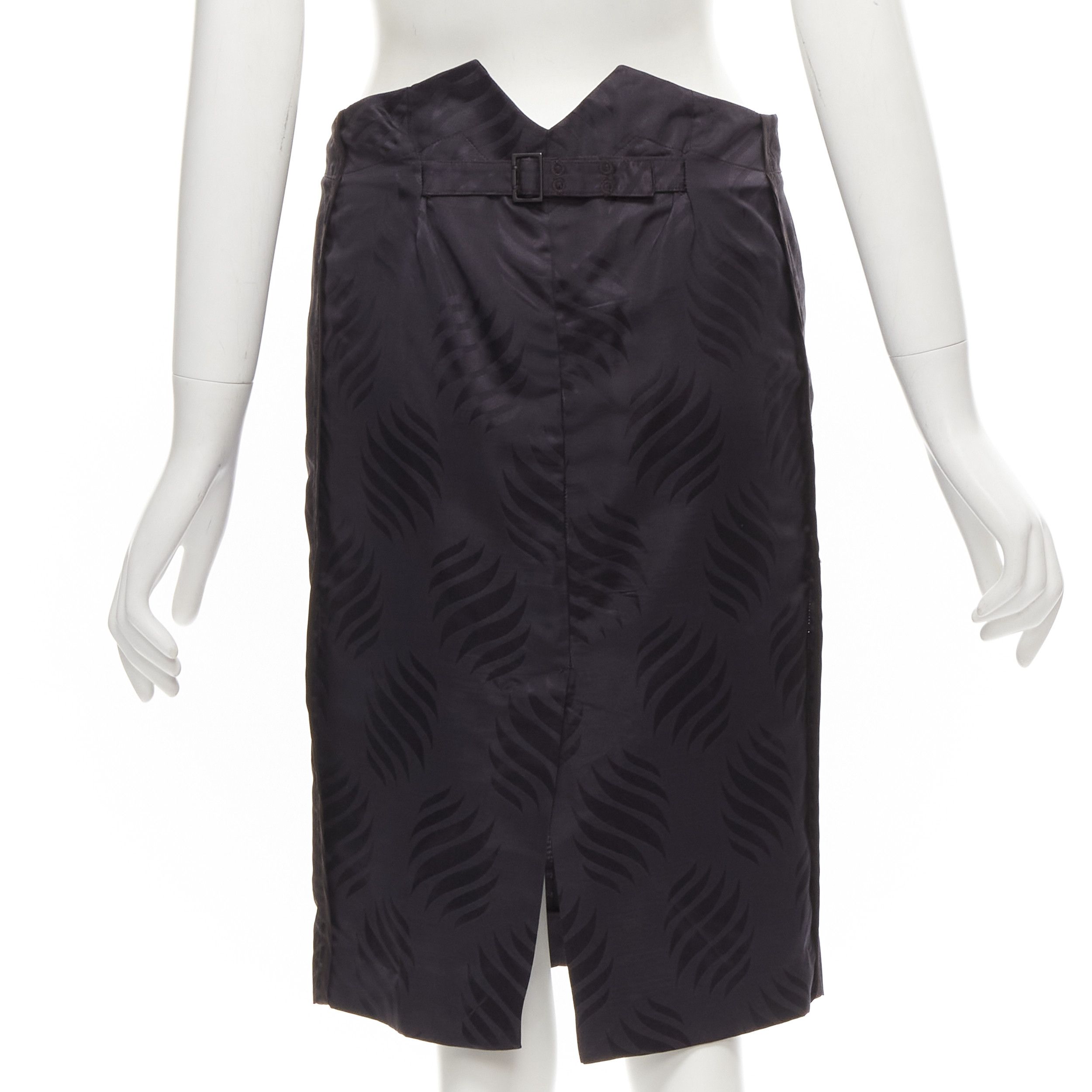 Gucci GUCCI Tom Ford Vintage black oriental leaf jacquard blazer skirt suit IT38 XS Size XS / US 0-2 / IT 36-38 - 12 Thumbnail