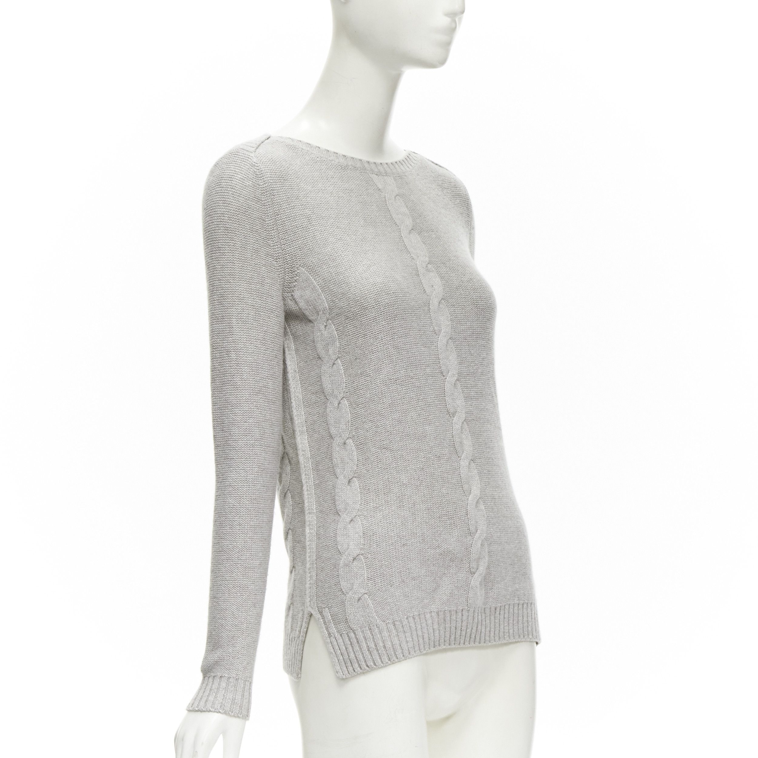 Loro Piana LORO PIANA 100% baby cashmere grey braid knit bateau neck sweater IT38 XS Size XS / US 0-2 / IT 36-38 - 3 Thumbnail