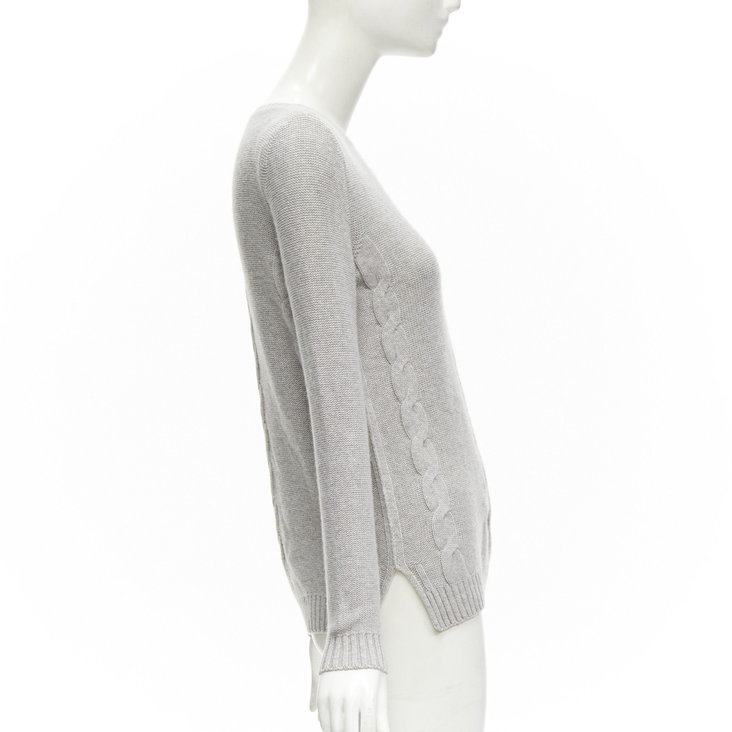 Loro Piana LORO PIANA 100% baby cashmere grey braid knit bateau neck sweater IT38 XS Size XS / US 0-2 / IT 36-38 - 4 Thumbnail