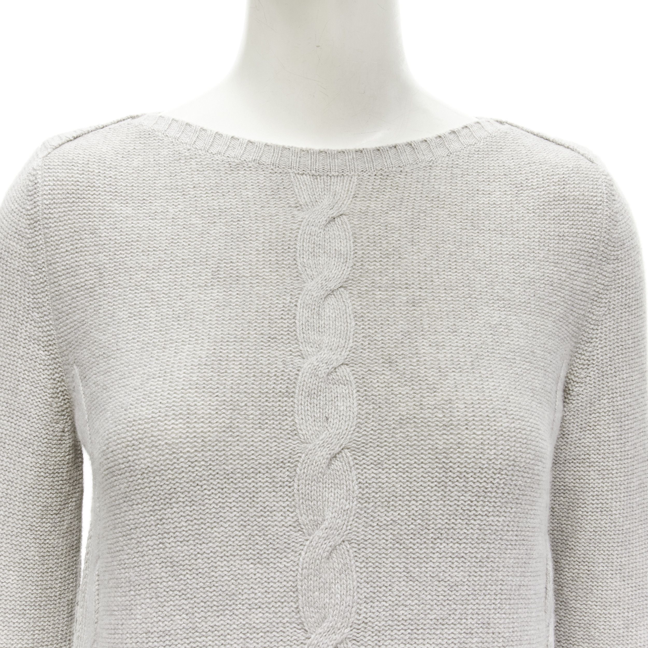 Loro Piana LORO PIANA 100% baby cashmere grey braid knit bateau neck sweater IT38 XS Size XS / US 0-2 / IT 36-38 - 7 Thumbnail