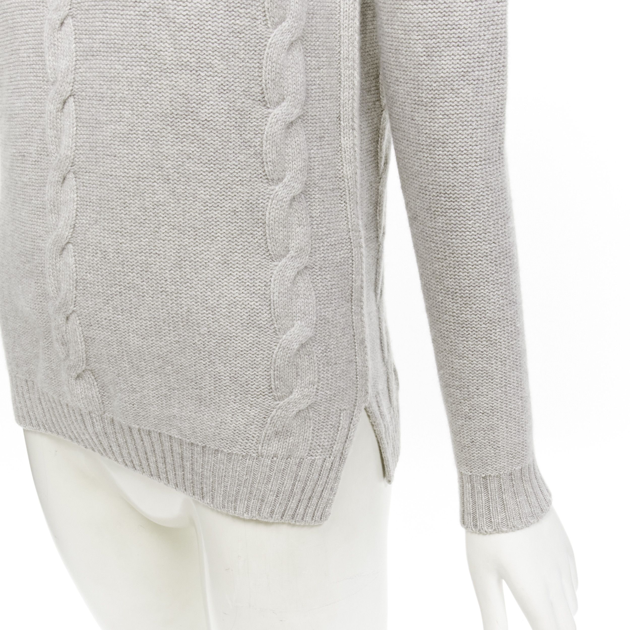 Loro Piana LORO PIANA 100% baby cashmere grey braid knit bateau neck sweater IT38 XS Size XS / US 0-2 / IT 36-38 - 2 Thumbnail