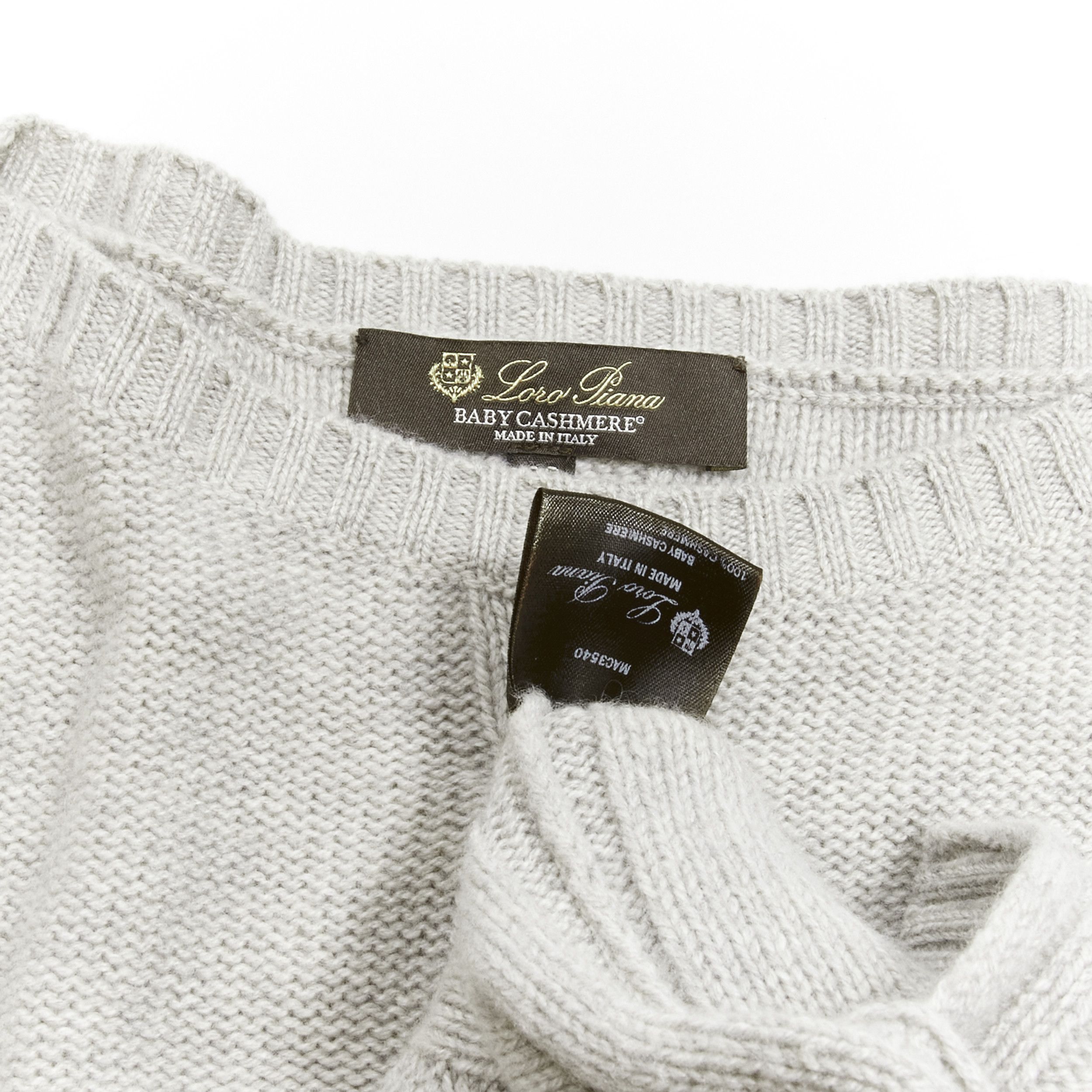 Loro Piana LORO PIANA 100% baby cashmere grey braid knit bateau neck sweater IT38 XS Size XS / US 0-2 / IT 36-38 - 8 Thumbnail