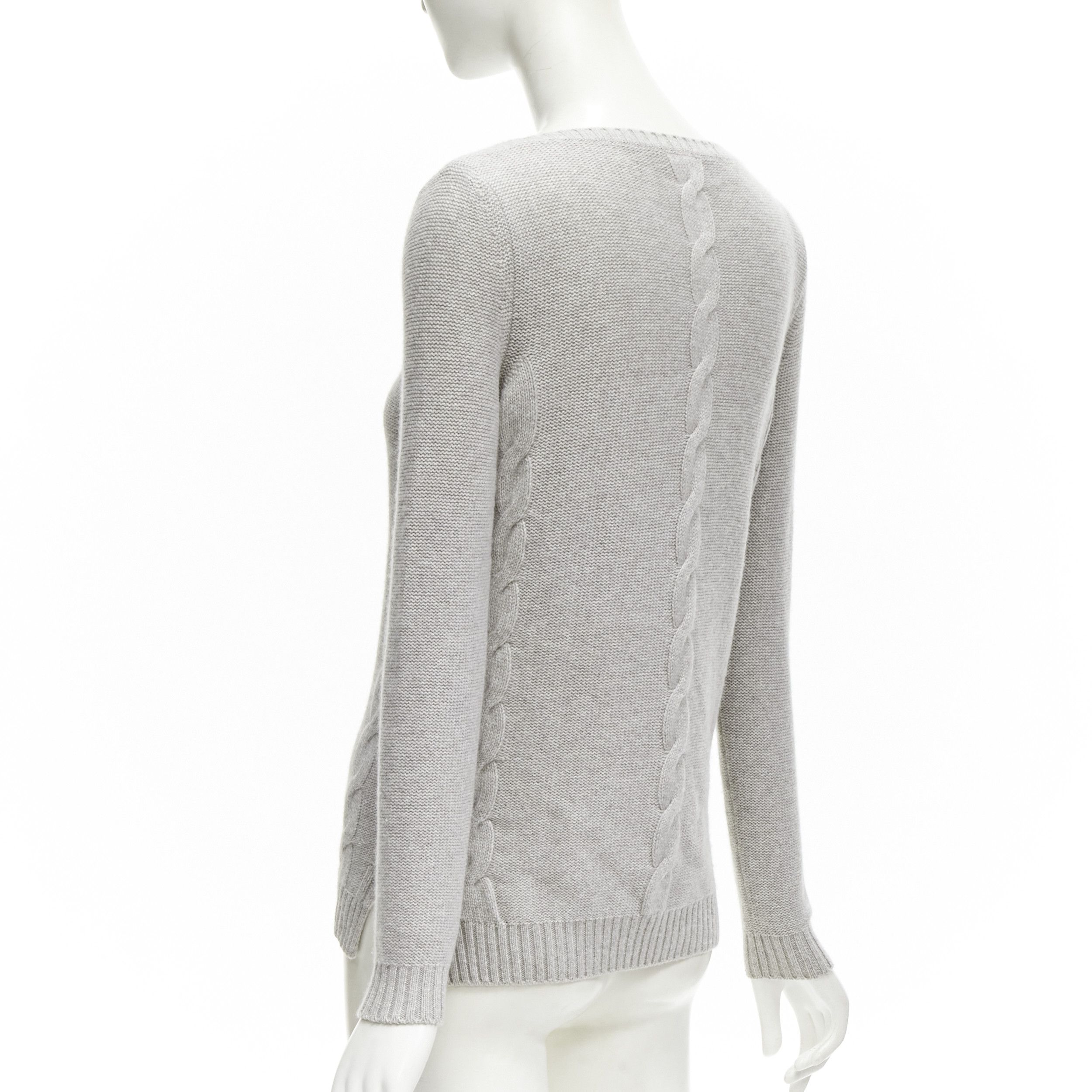 Loro Piana LORO PIANA 100% baby cashmere grey braid knit bateau neck sweater IT38 XS Size XS / US 0-2 / IT 36-38 - 6 Thumbnail
