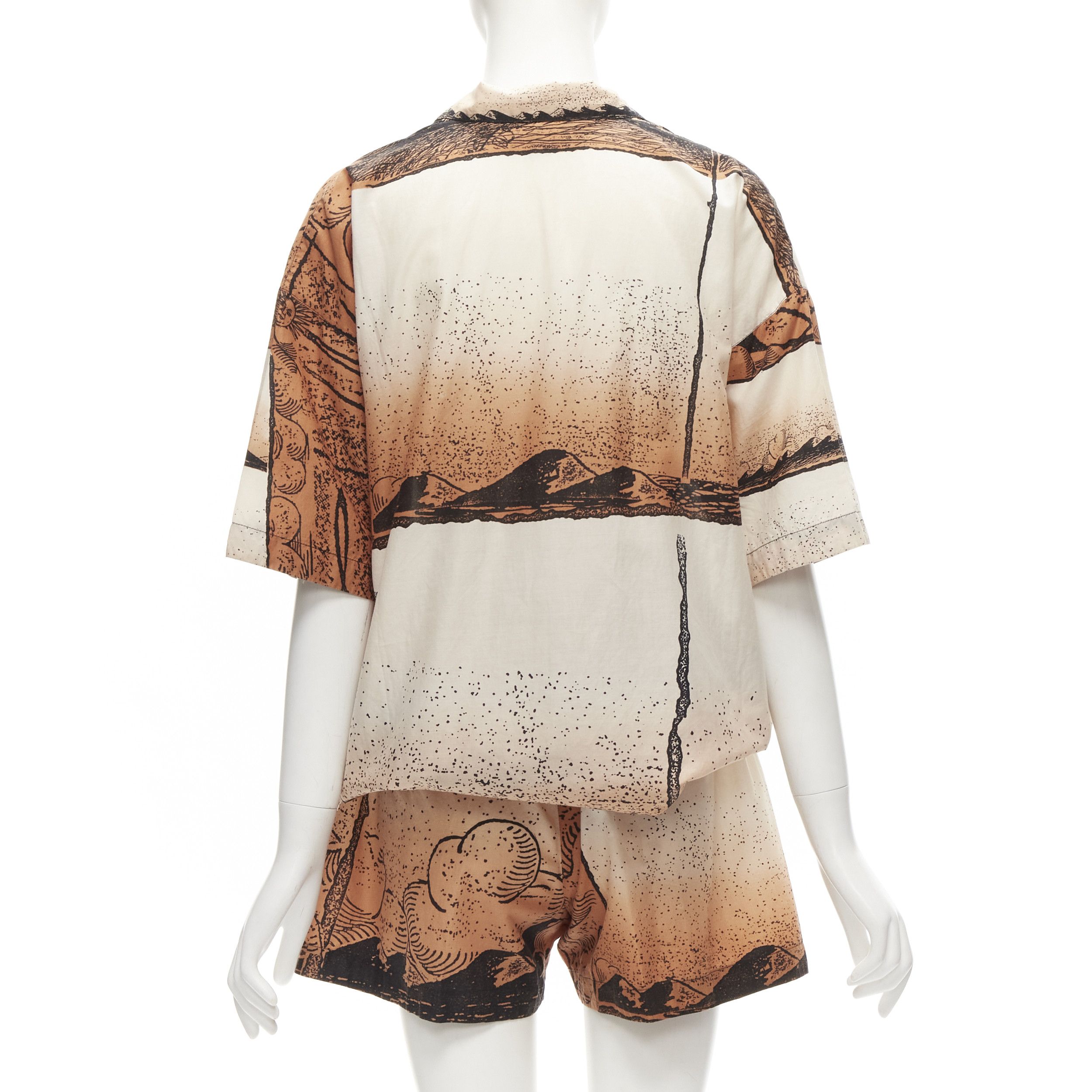 Issey Miyake ISSEY MIYAKE 1980's Vintage Japanese woodblock ombre sea print shirt shorts M Size M / US 6-8 / IT 42-44 - 5 Thumbnail