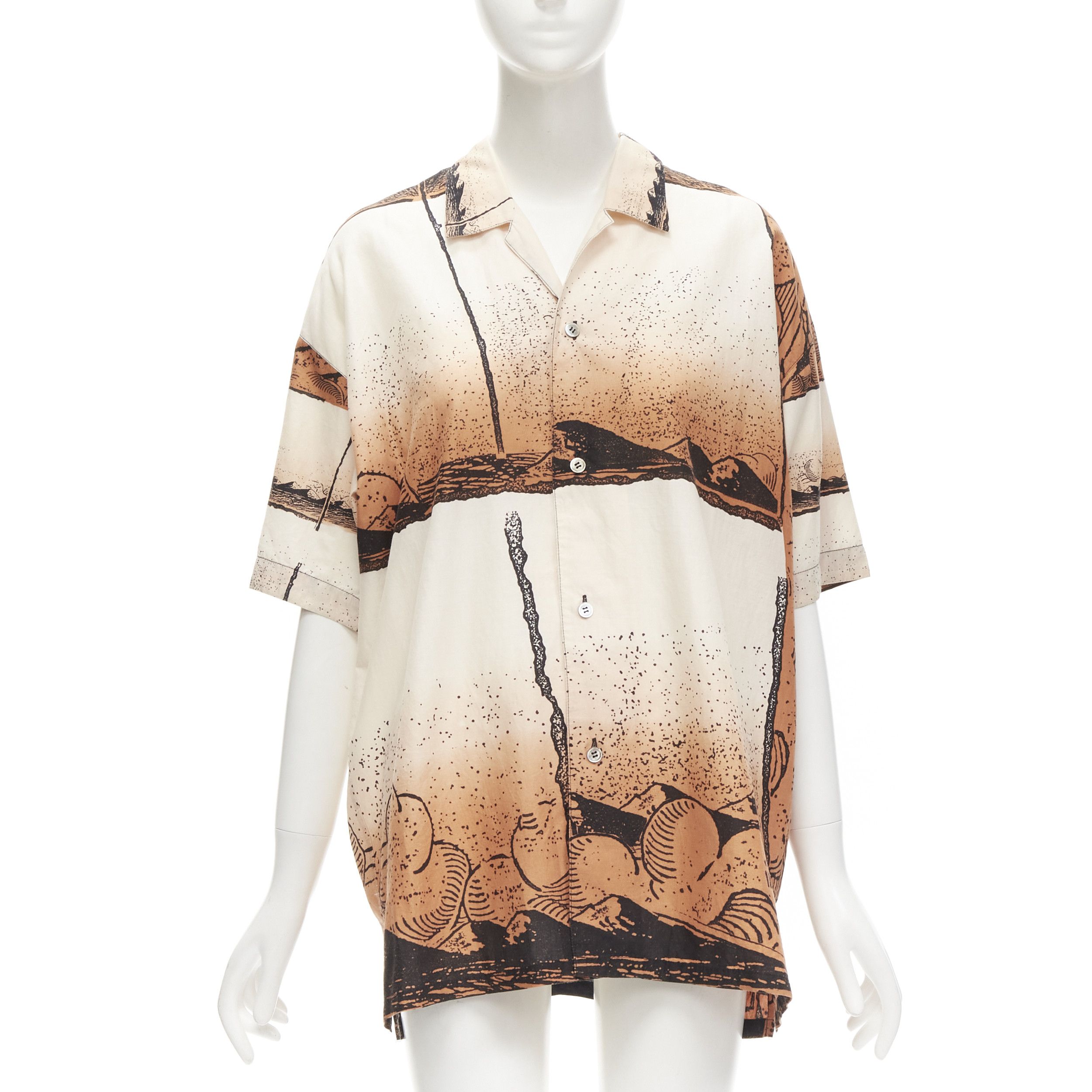 Issey Miyake ISSEY MIYAKE 1980's Vintage Japanese woodblock ombre sea print shirt shorts M Size M / US 6-8 / IT 42-44 - 10 Thumbnail