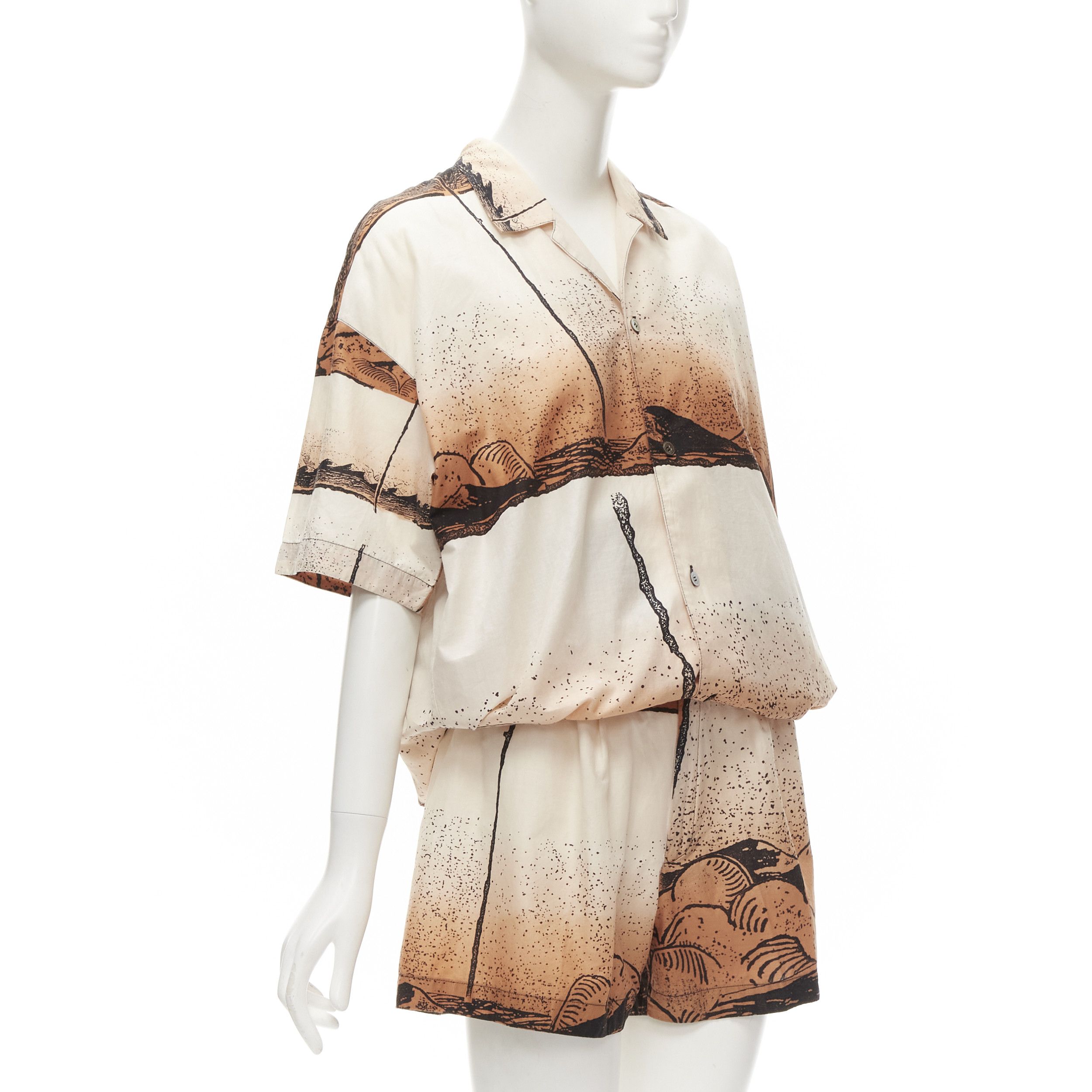 Issey Miyake ISSEY MIYAKE 1980's Vintage Japanese woodblock ombre sea print shirt shorts M Size M / US 6-8 / IT 42-44 - 3 Thumbnail