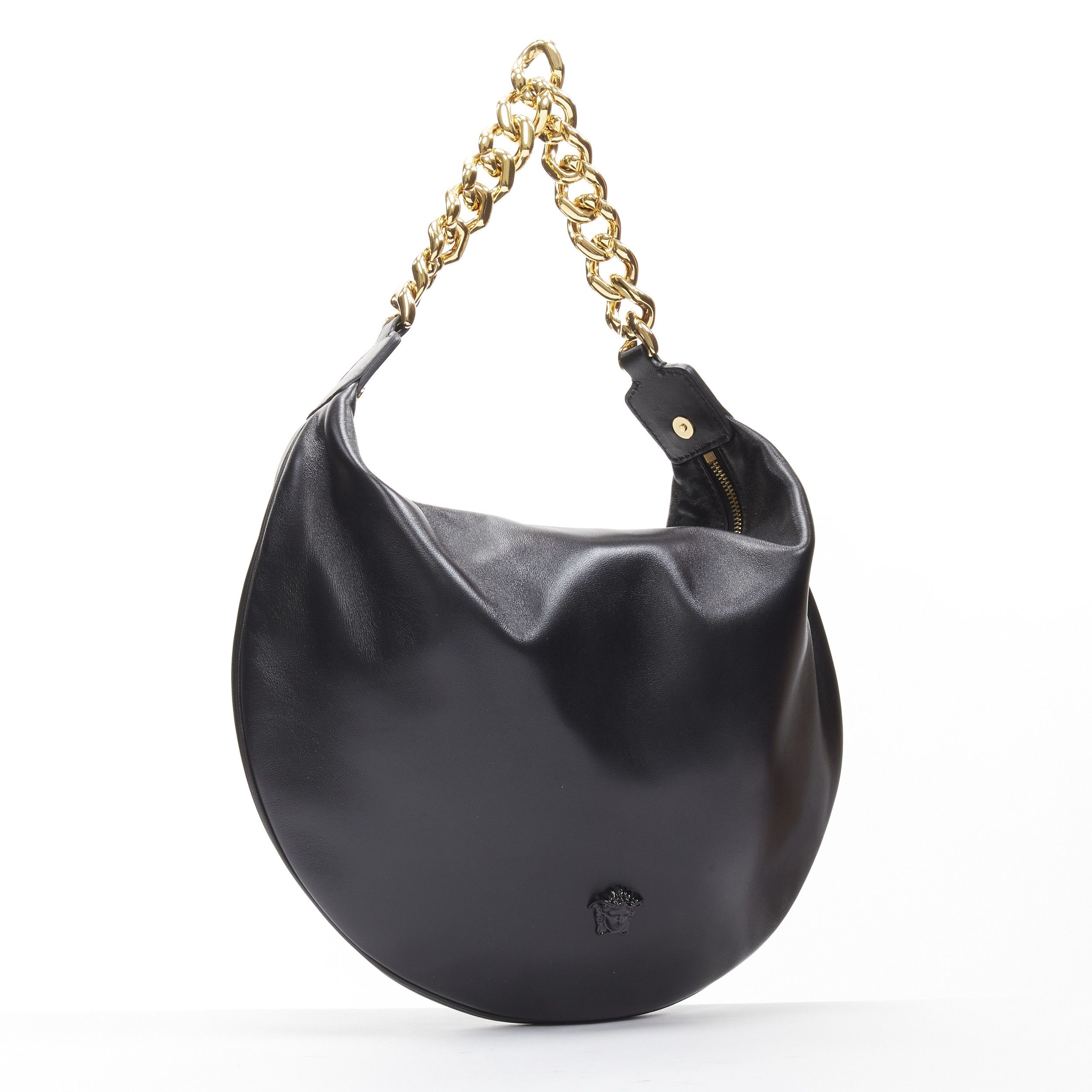Versace new VERSACE Runway black medusa lamb leather gold tone chain hobo top handle bag Size ONE SIZE - 2 Thumbnail