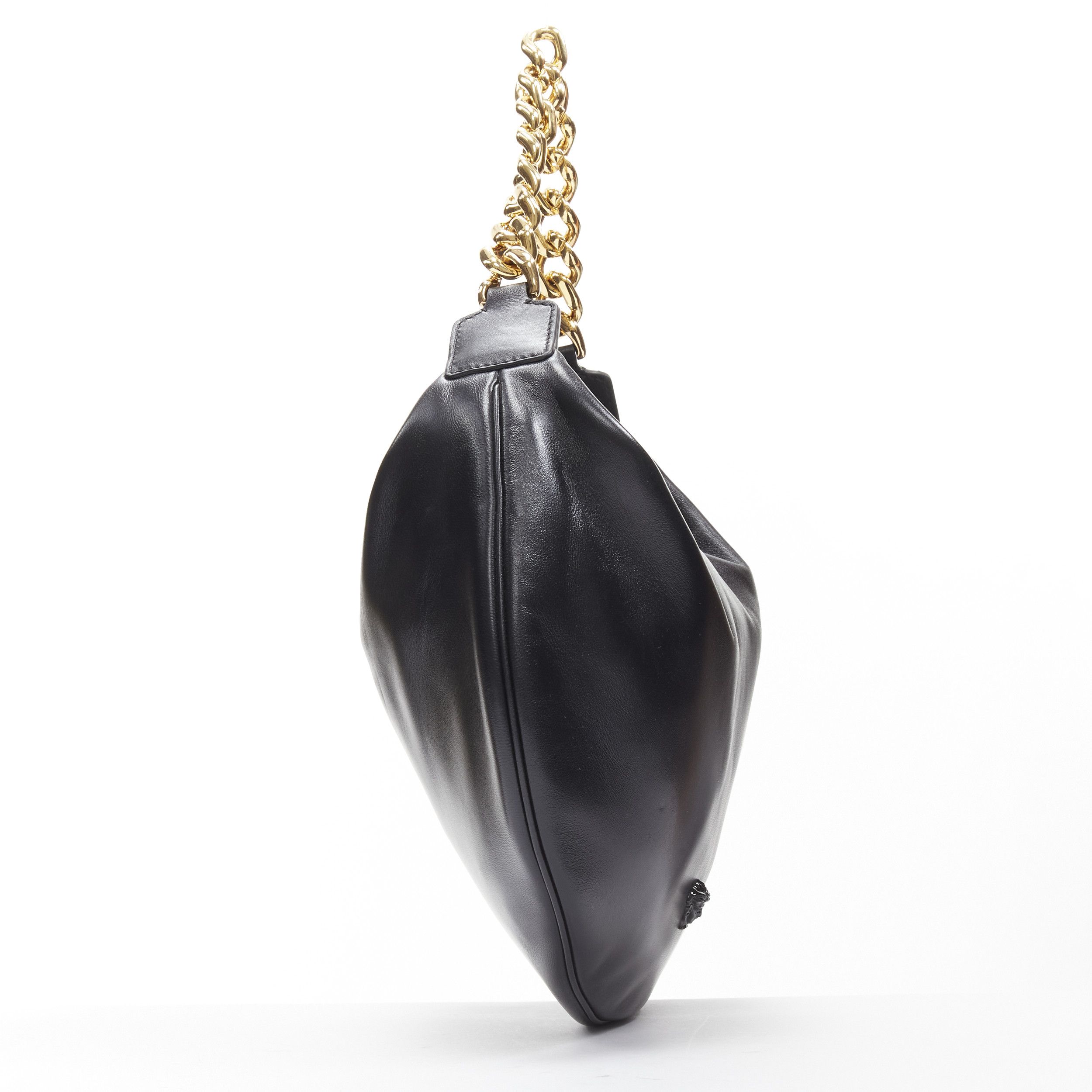 Versace new VERSACE Runway black medusa lamb leather gold tone chain hobo top handle bag Size ONE SIZE - 3 Thumbnail
