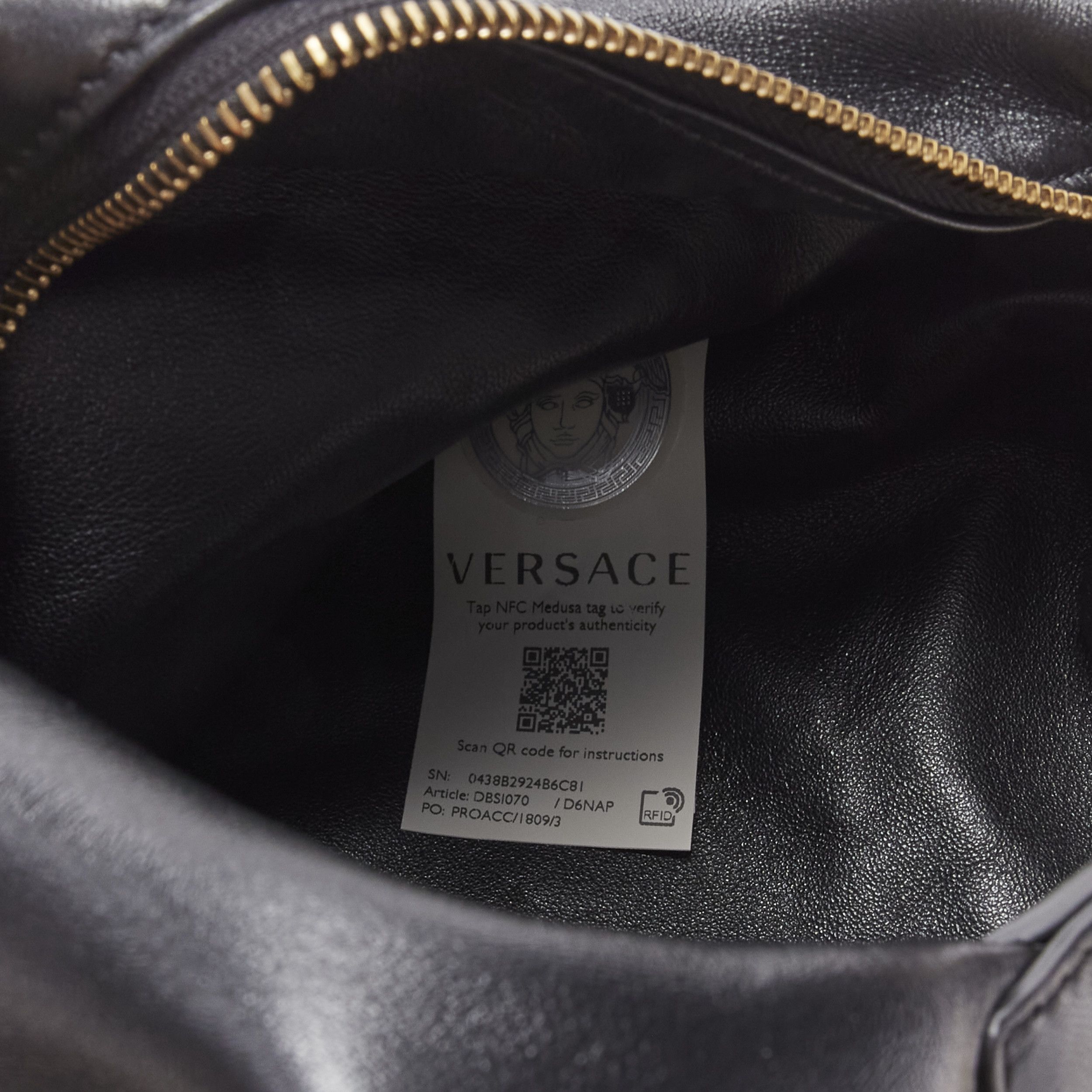 Versace new VERSACE Runway black medusa lamb leather gold tone chain hobo top handle bag Size ONE SIZE - 10 Thumbnail