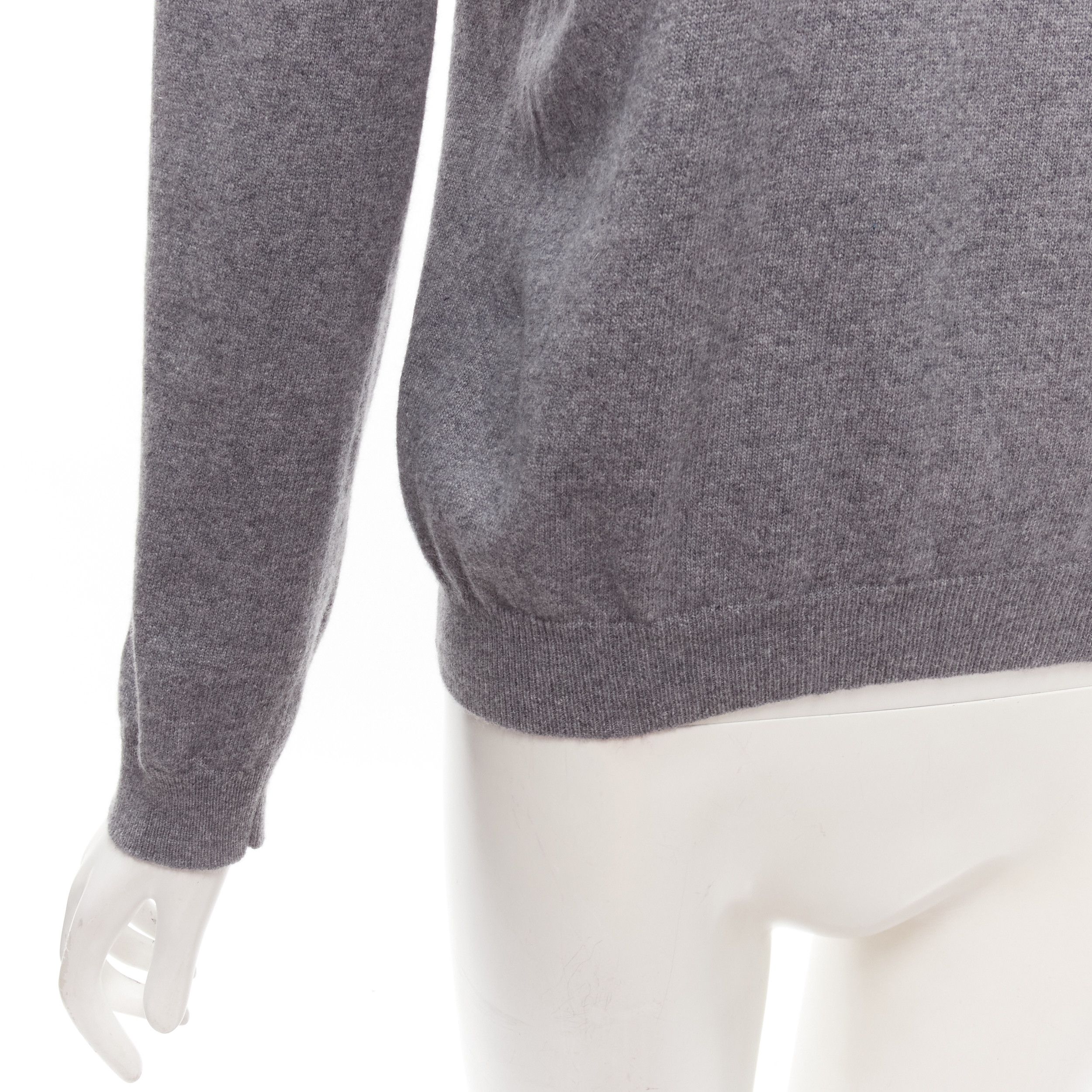 Valentino VALENTINO grey virgin wool cashmere pink cursive graphic logo sweater top M Size M / US 6-8 / IT 42-44 - 7 Thumbnail
