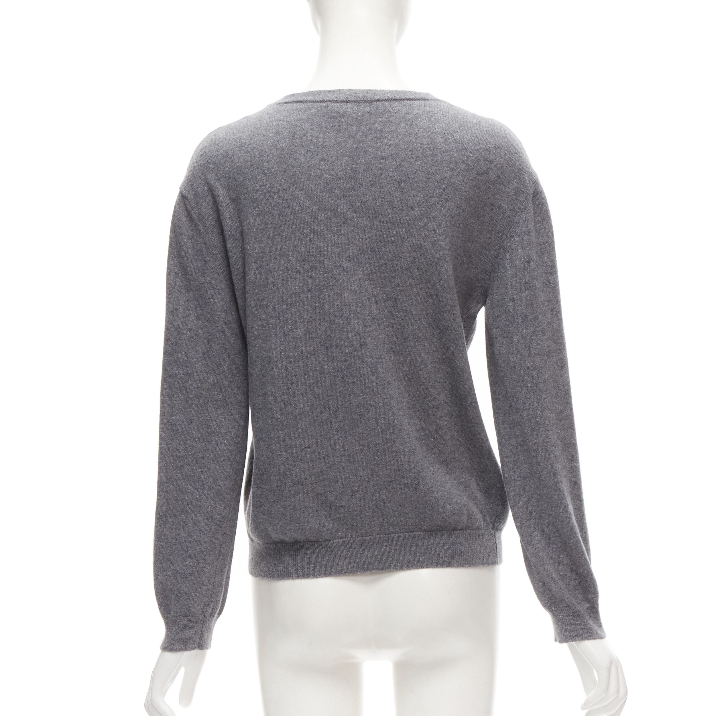 Valentino VALENTINO grey virgin wool cashmere pink cursive graphic logo sweater top M Size M / US 6-8 / IT 42-44 - 5 Thumbnail