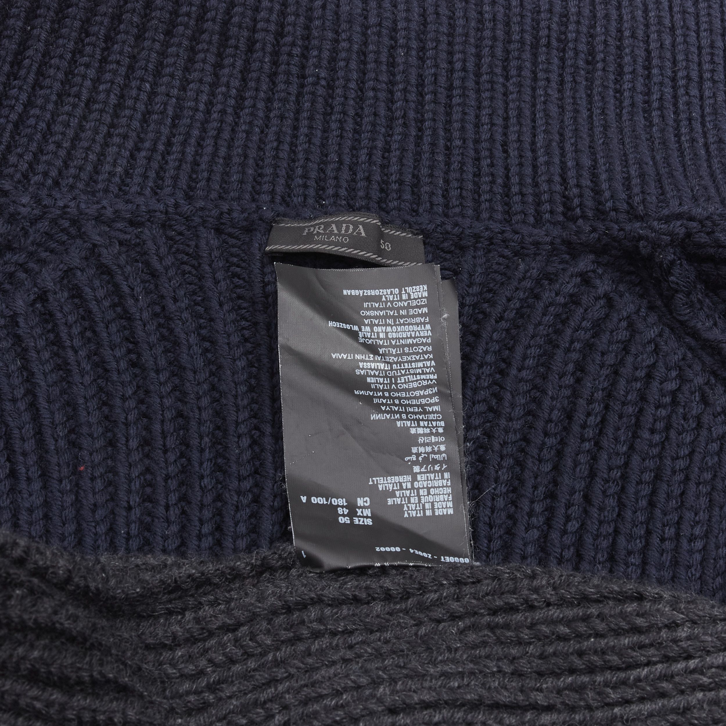 Prada PRADA 2013 100% wool grey navy sailor collar ribbed knit cardigani coat IT50 L Size US L / EU 52-54 / 3 - 10 Thumbnail