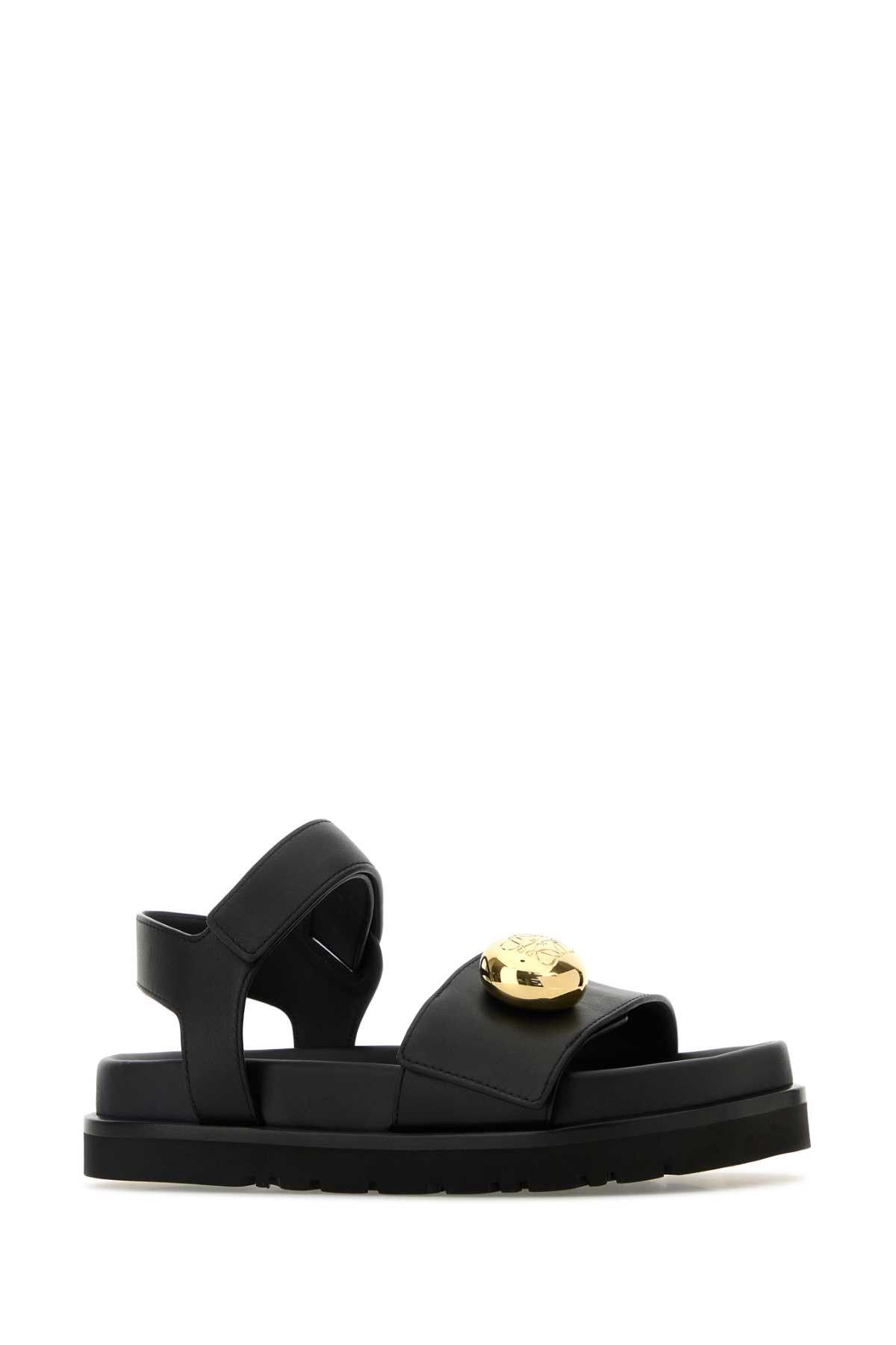 Loewe Black Leather Pebble Sandals Size US 9 / IT 39 - 2 Thumbnail