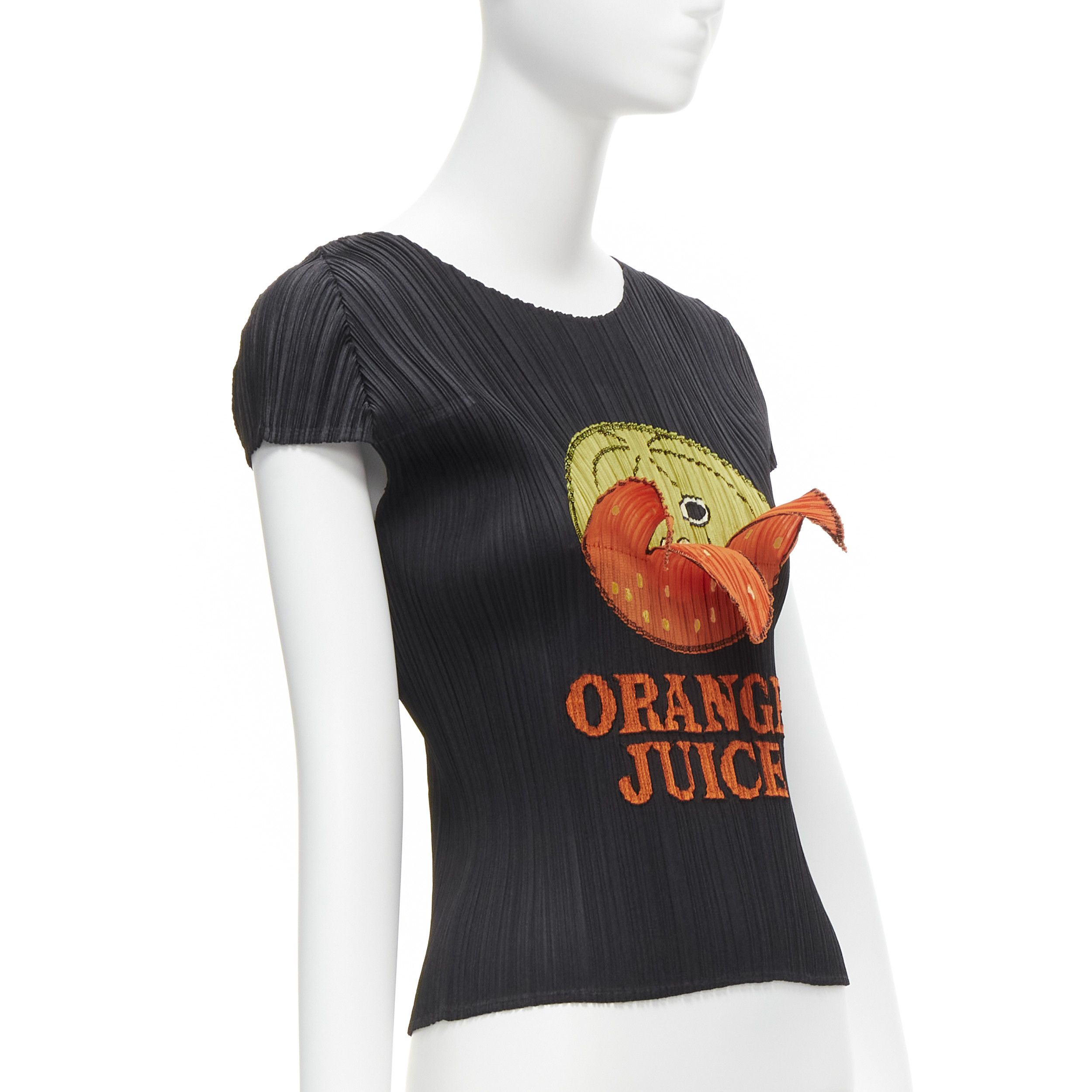 Issey Miyake rare ISSEY MIYAKE Pleats Please 2008 Vintage Orange Juice peelable black top JP3 Size M / US 6-8 / IT 42-44 - 3 Thumbnail