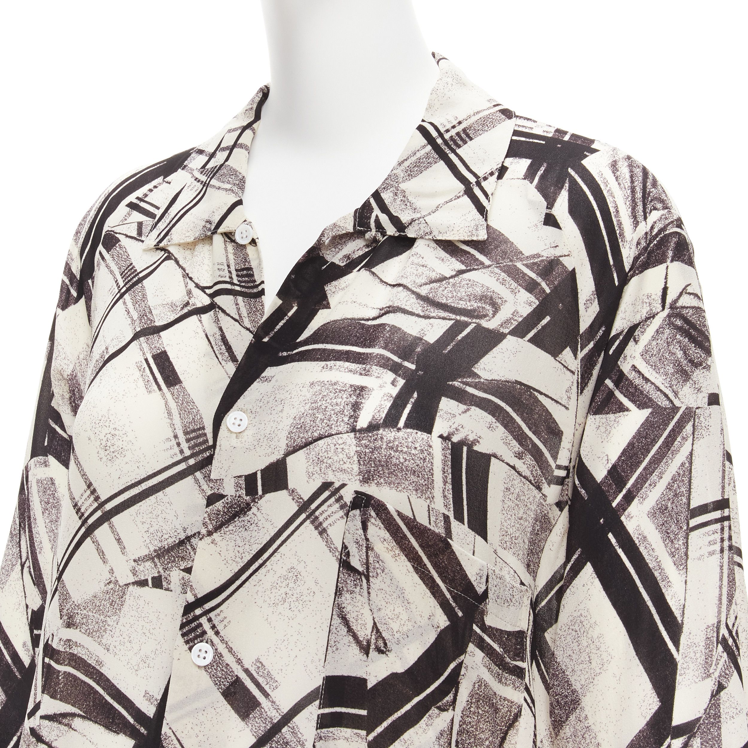 Yohji Yamamoto YOHJI YAMAMOTO Y'S abstract checked patchwork printed draped shirt dress JP1 S Size S / US 4 / IT 40 - 2 Thumbnail