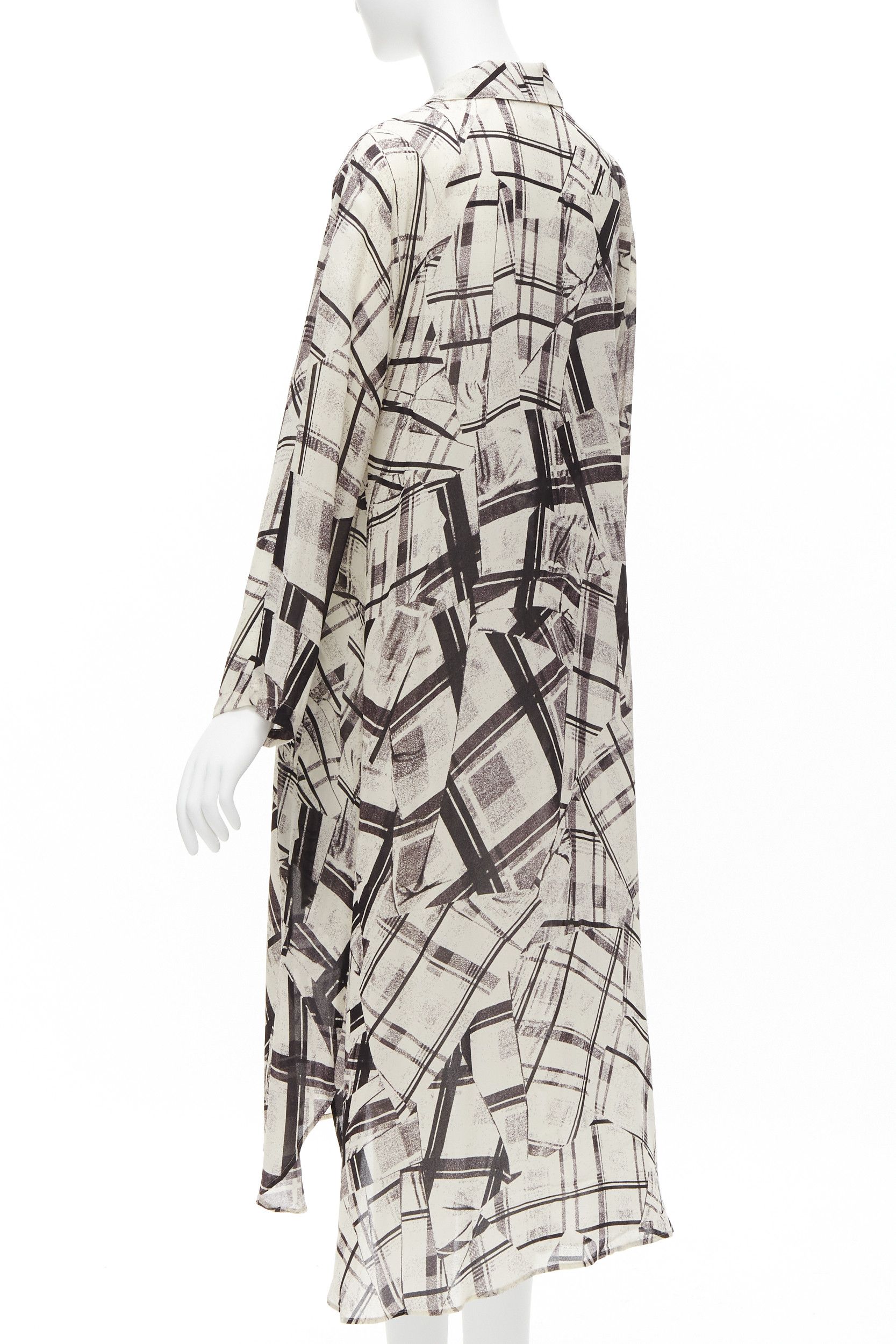 Yohji Yamamoto YOHJI YAMAMOTO Y'S abstract checked patchwork printed draped shirt dress JP1 S Size S / US 4 / IT 40 - 6 Thumbnail