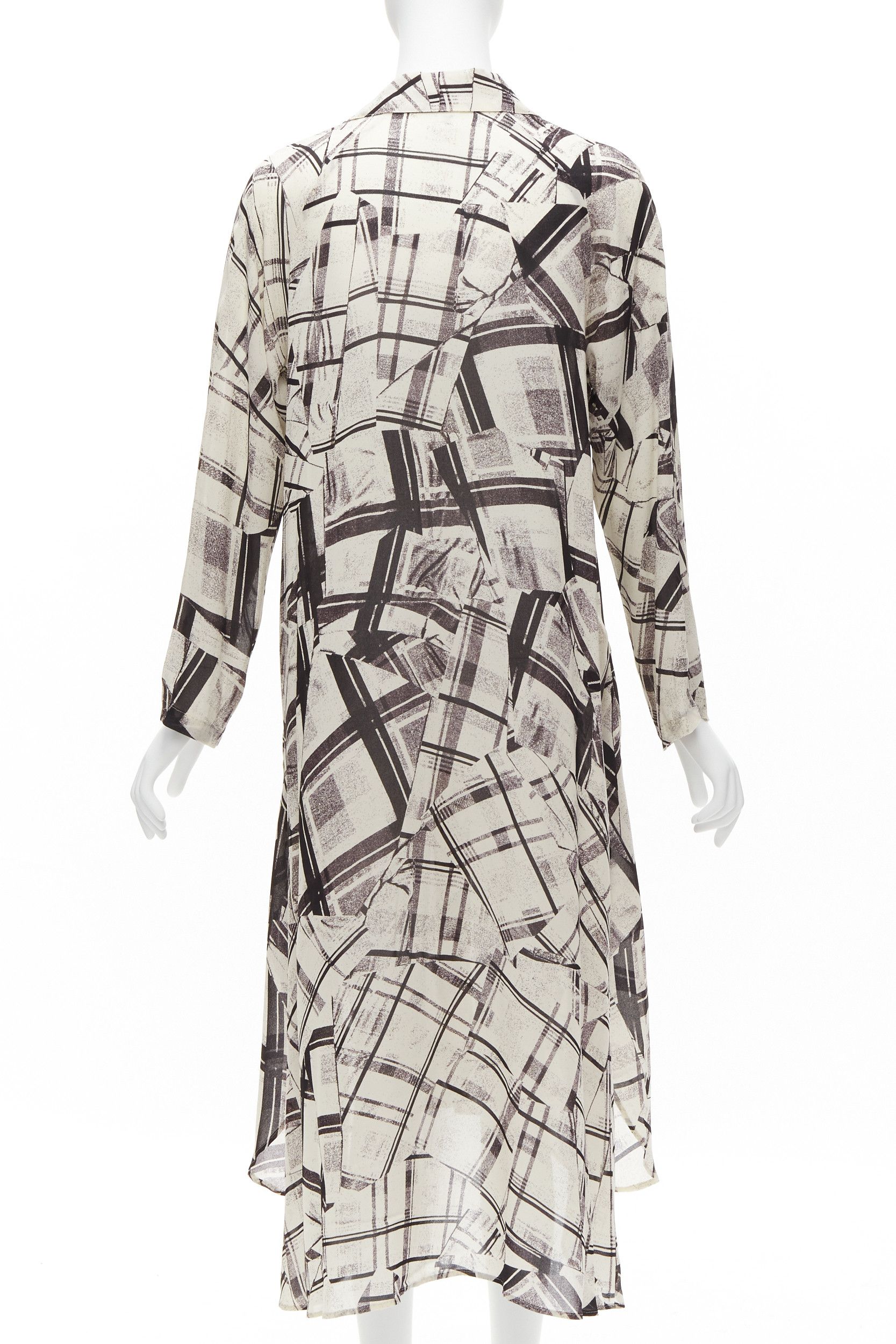 Yohji Yamamoto YOHJI YAMAMOTO Y'S abstract checked patchwork printed draped shirt dress JP1 S Size S / US 4 / IT 40 - 5 Thumbnail