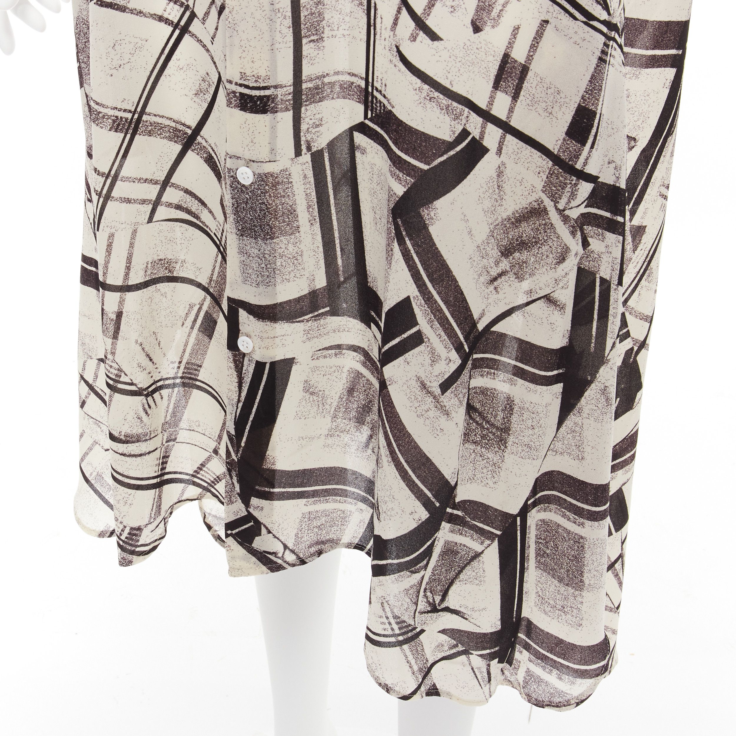 Yohji Yamamoto YOHJI YAMAMOTO Y'S abstract checked patchwork printed draped shirt dress JP1 S Size S / US 4 / IT 40 - 8 Thumbnail