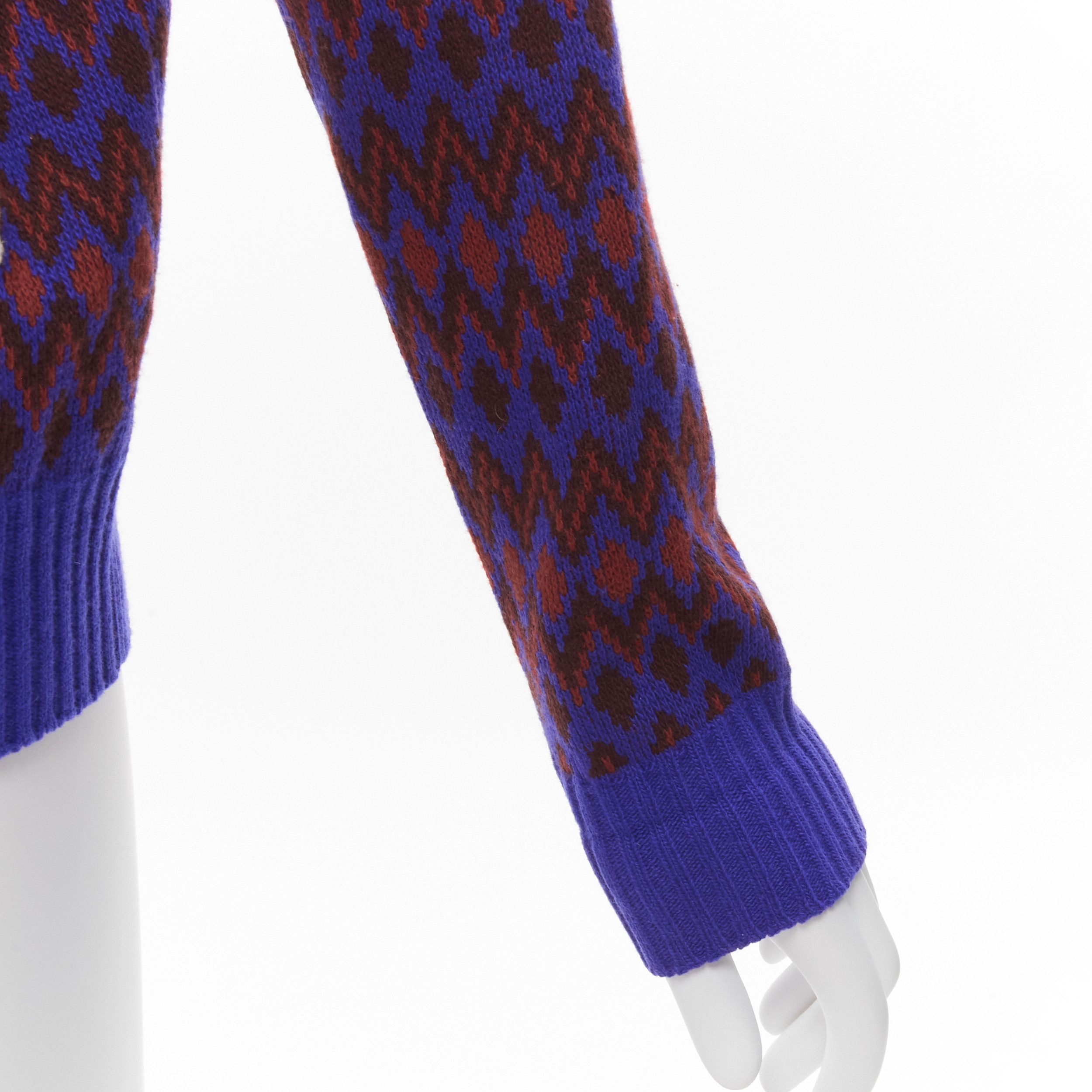 Prada PRADA 2018 purple wool cashmere racing logo chevron intarsia cardigan IT38 XS Size XS / US 0-2 / IT 36-38 - 8 Thumbnail