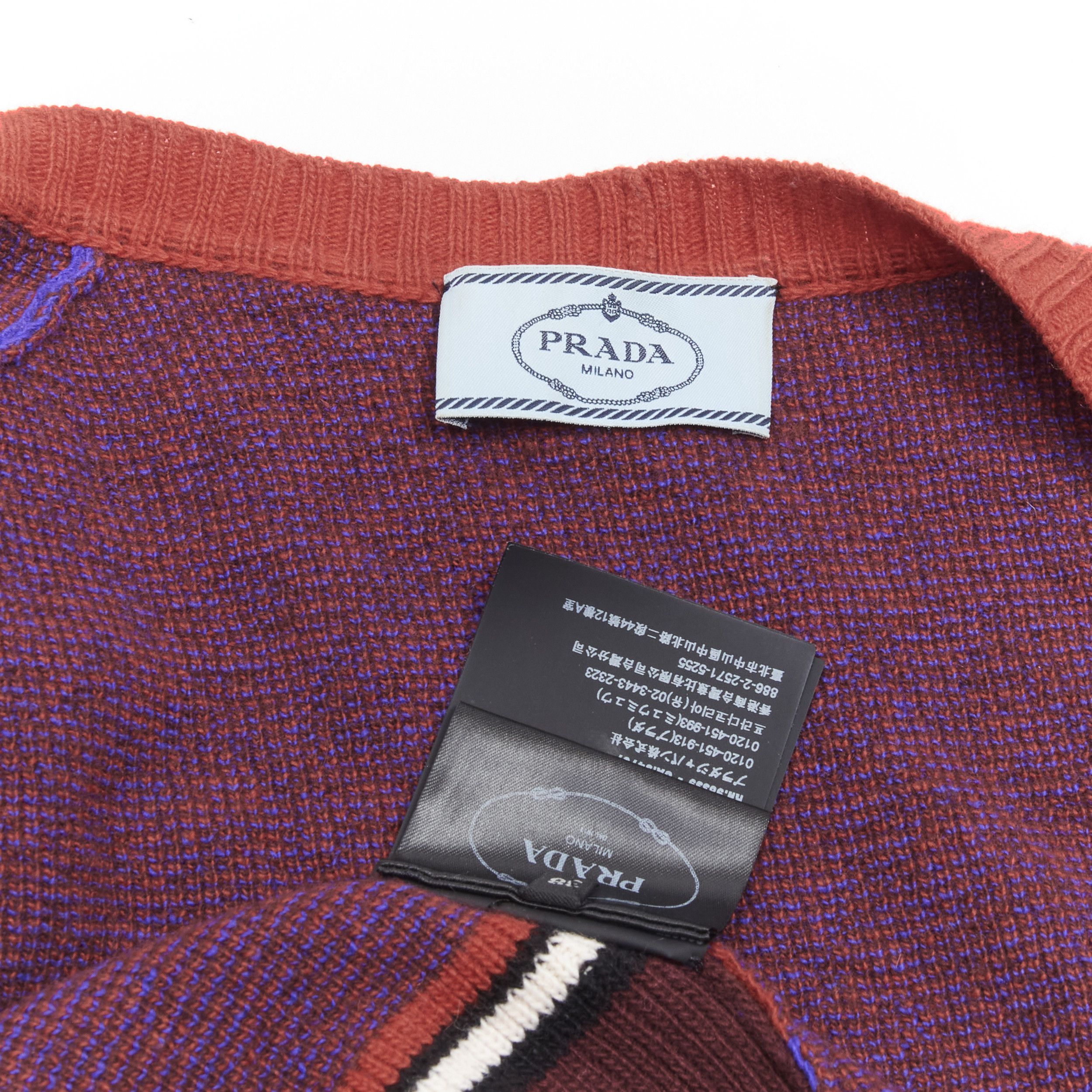 Prada PRADA 2018 purple wool cashmere racing logo chevron intarsia cardigan IT38 XS Size XS / US 0-2 / IT 36-38 - 10 Thumbnail