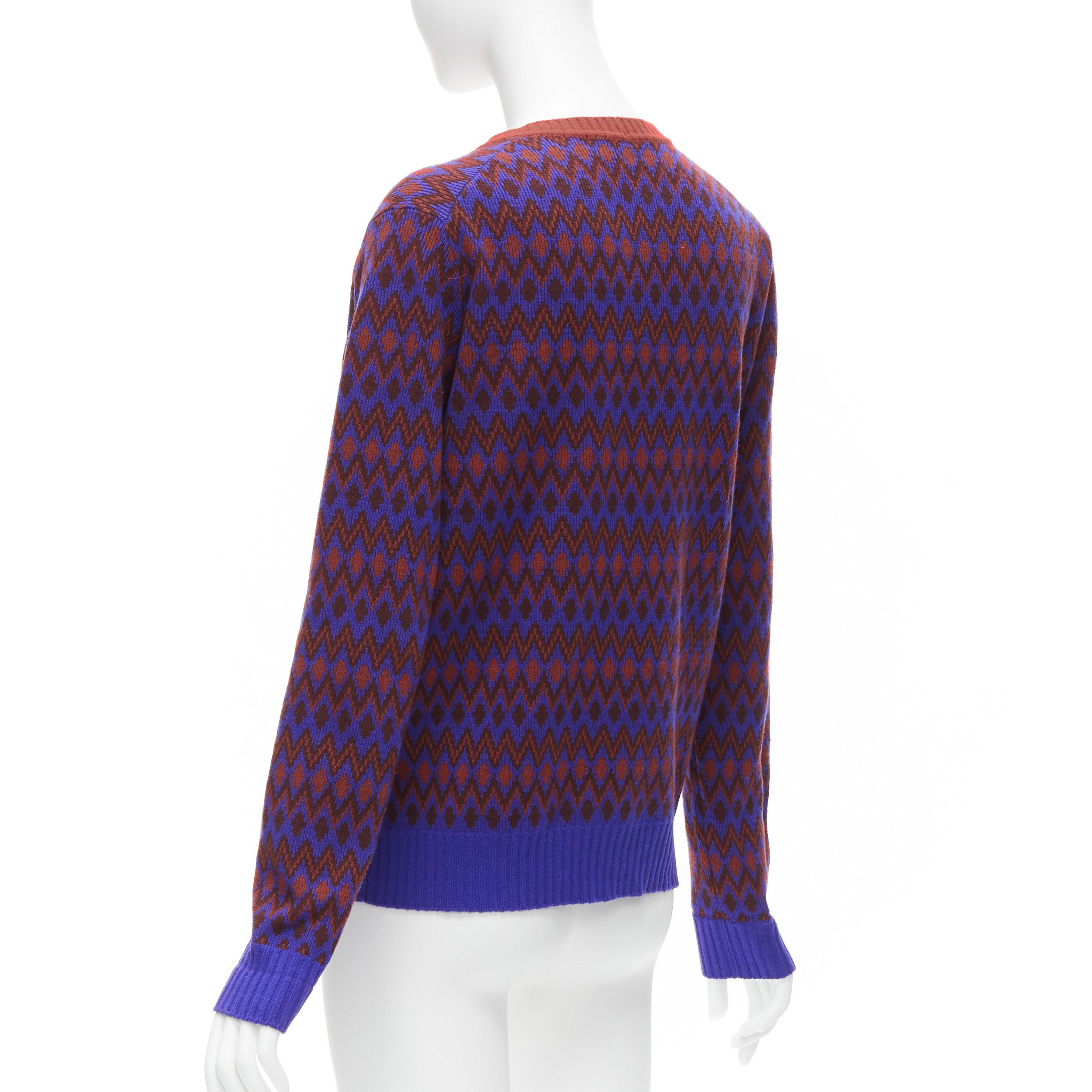 Prada PRADA 2018 purple wool cashmere racing logo chevron intarsia cardigan IT38 XS Size XS / US 0-2 / IT 36-38 - 6 Thumbnail
