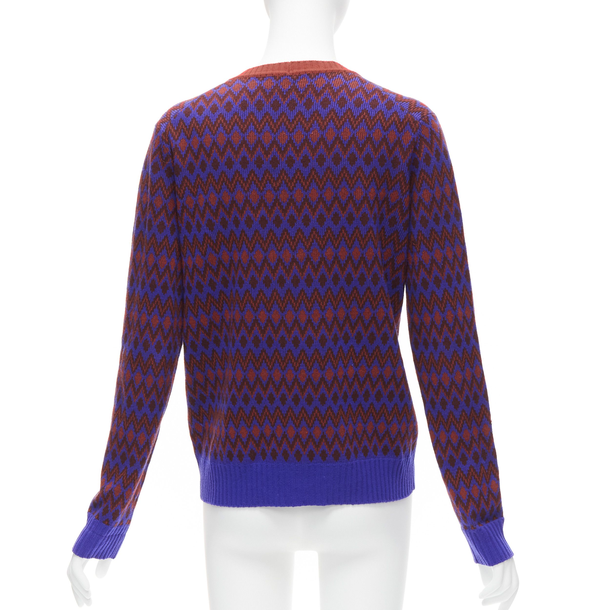 Prada PRADA 2018 purple wool cashmere racing logo chevron intarsia cardigan IT38 XS Size XS / US 0-2 / IT 36-38 - 5 Thumbnail