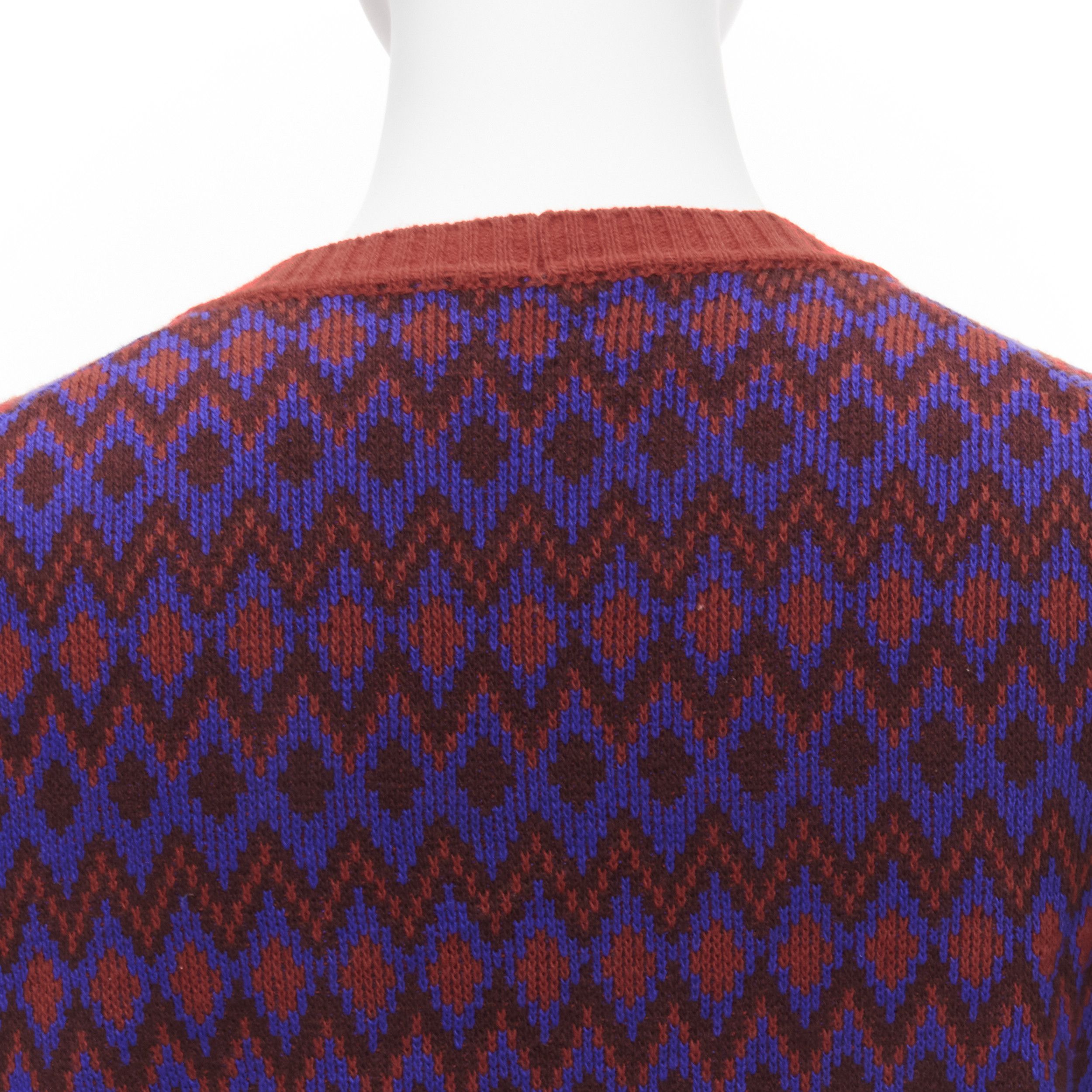 Prada PRADA 2018 purple wool cashmere racing logo chevron intarsia cardigan IT38 XS Size XS / US 0-2 / IT 36-38 - 9 Thumbnail