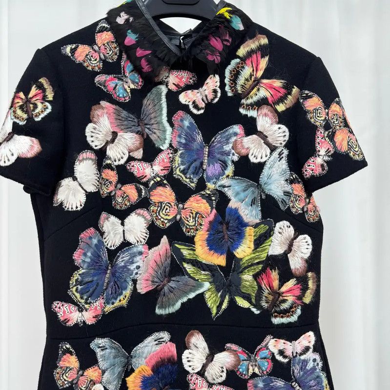 Valentino Valentino Black Wool Blend Embroidered Dress 0089 Size XL / US 12-14 / IT 48-50 - 3 Thumbnail