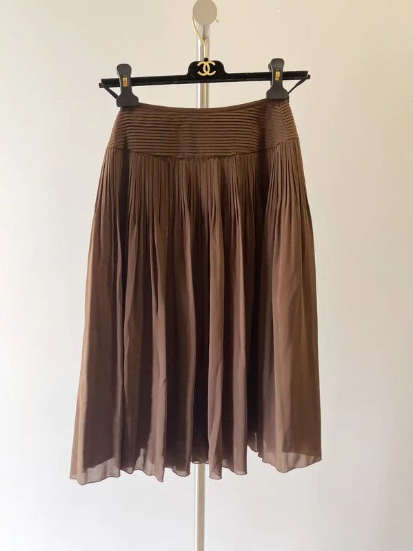 Lanvin Lanvin Brown Pleated Short Skirt for Women 0089 Size 23" - 2 Thumbnail