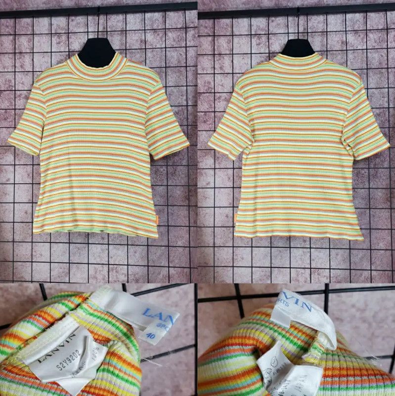 Lanvin Lanvin Yellow Striped Cotton Summer T-Shirt 0089 Size M / US 6-8 / IT 42-44 - 2 Thumbnail