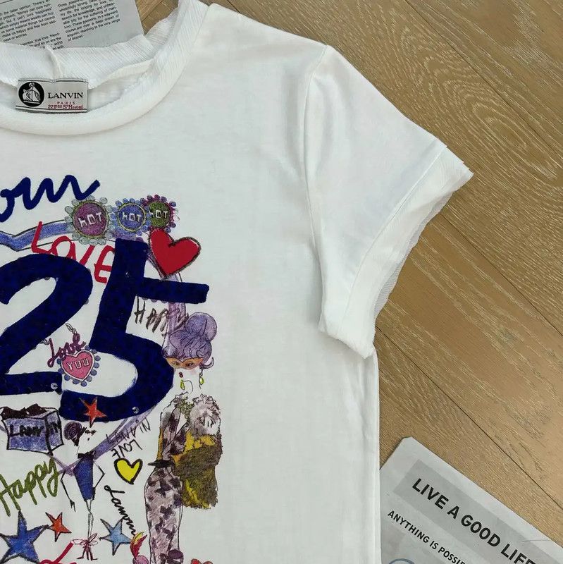 Lanvin Lanvin White Women's Graphic T-Shirt 0089 Size L / US 10 / IT 46 - 5 Thumbnail