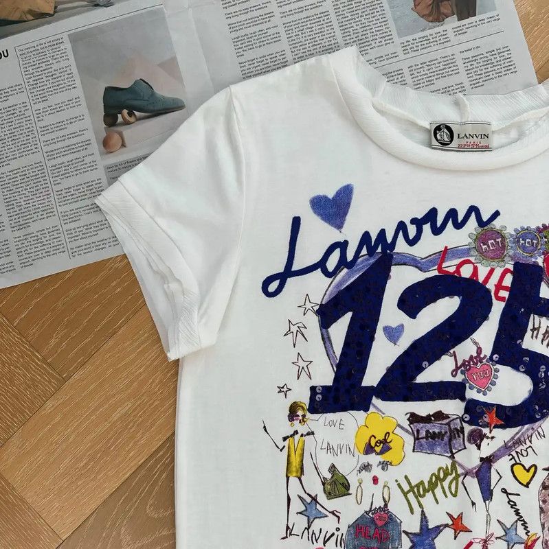 Lanvin Lanvin White Women's Graphic T-Shirt 0089 Size L / US 10 / IT 46 - 6 Thumbnail
