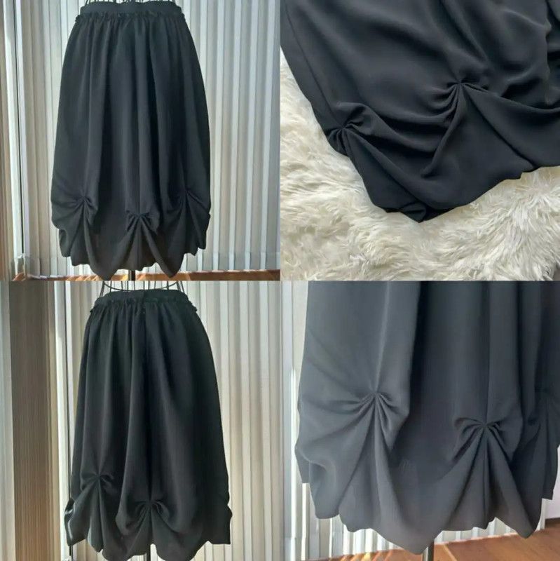Lanvin Lanvin Black Polyester Women's Half Skirt 0089 Size 23" - 3 Thumbnail