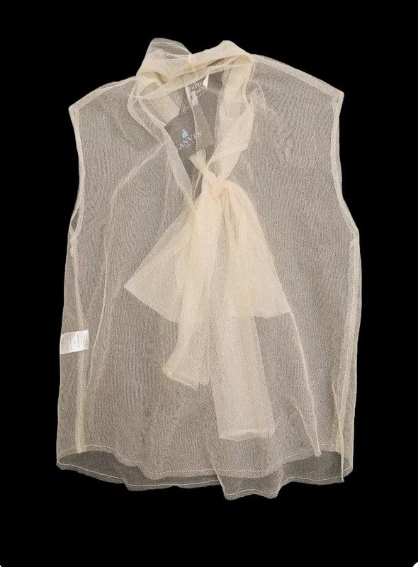 Lanvin Lanvin Short Sleeve Champagne Blouse for Women 0089 Size L / US 10 / IT 46 - 2 Thumbnail