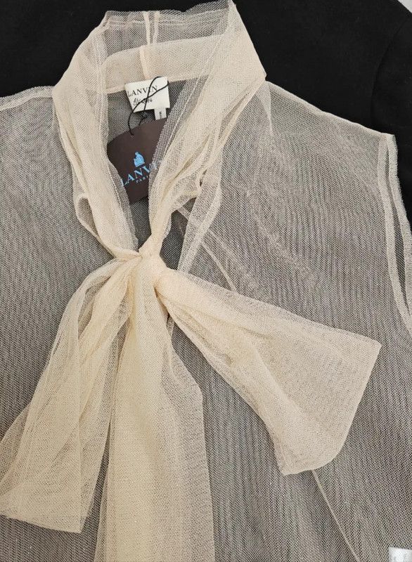 Lanvin Lanvin Short Sleeve Champagne Blouse for Women 0089 Size L / US 10 / IT 46 - 4 Thumbnail