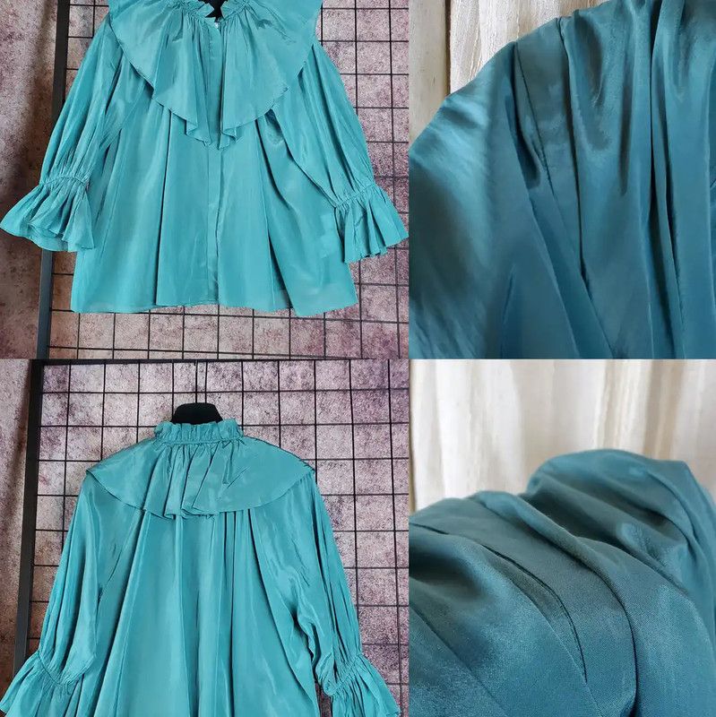 Lanvin Lanvin Teal Cotton Blend Summer Blouse 0089 Size M / US 6-8 / IT 42-44 - 5 Thumbnail