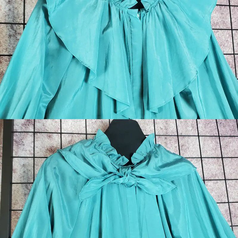 Lanvin Lanvin Teal Cotton Blend Summer Blouse 0089 Size M / US 6-8 / IT 42-44 - 7 Thumbnail