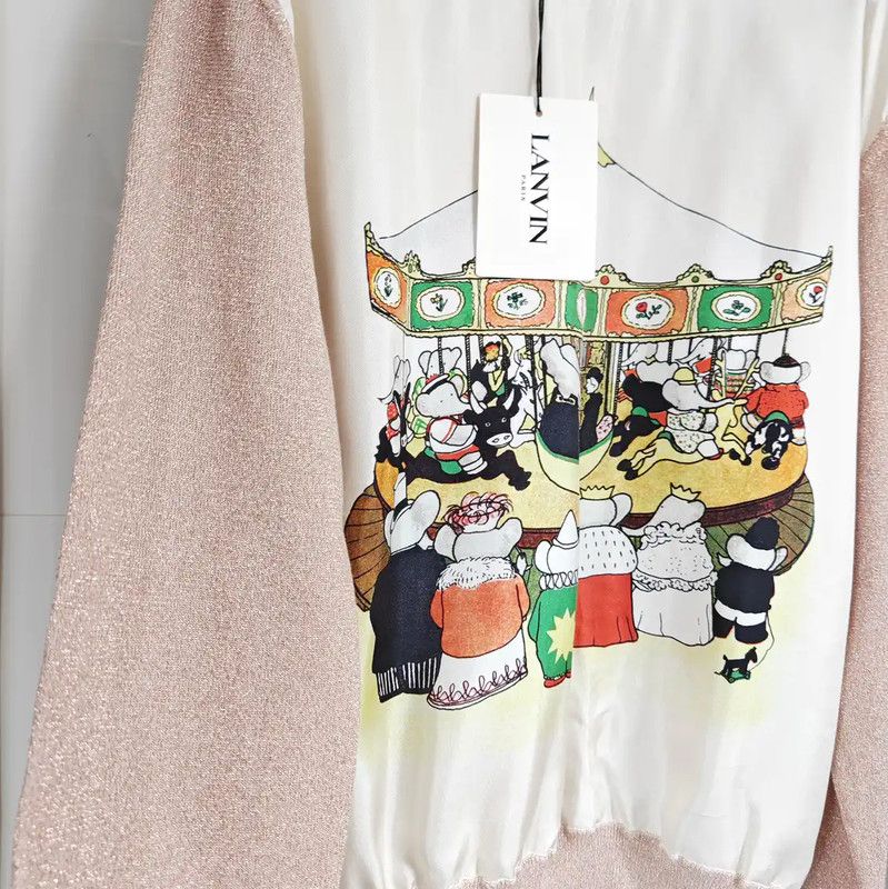 Lanvin Lanvin Silk Printed Long Sleeve Top 0089 Size L / US 10 / IT 46 - 2 Thumbnail