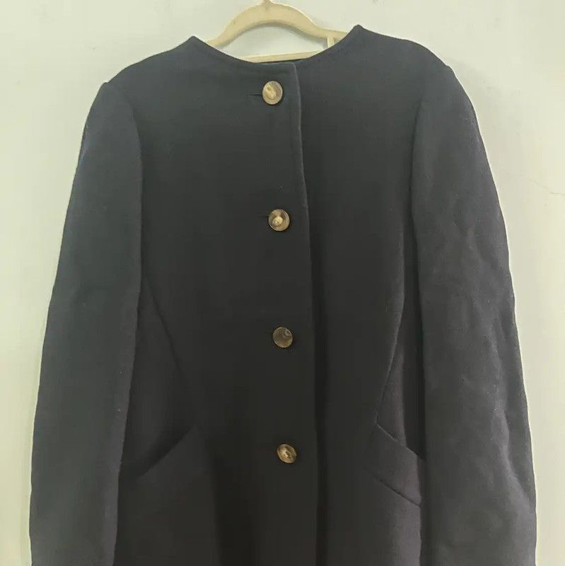 Lanvin Lanvin Women's Dark Blue Wool Coat 0089 Size L / US 10 / IT 46 - 9 Thumbnail