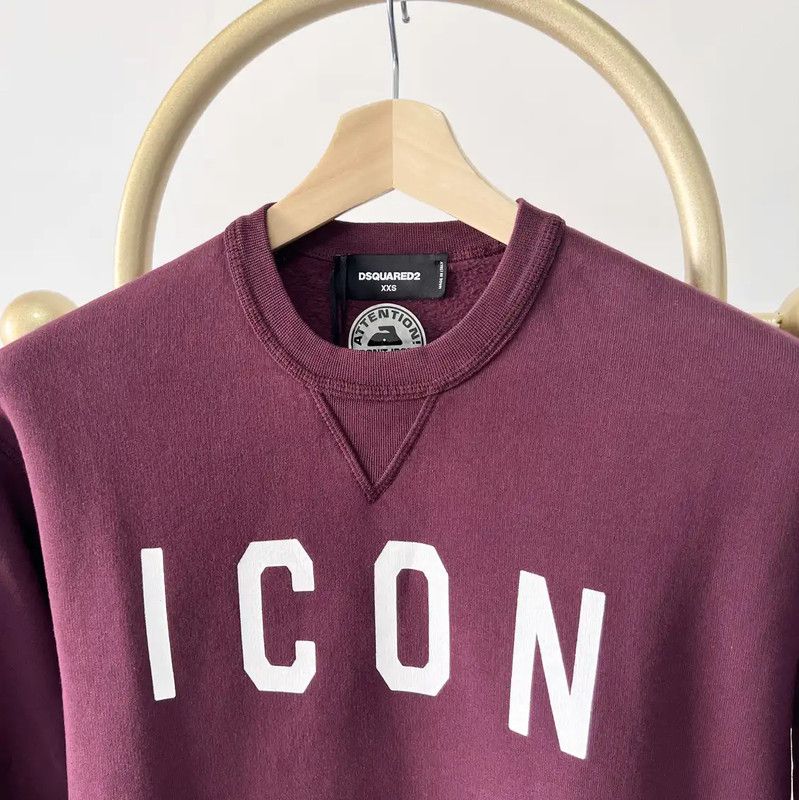 Dsquared2 DSQUARED2 Icon Burgundy Long Sleeve Sweatshirt 0089 Size XXS / US 00 / IT 34 - 2 Thumbnail
