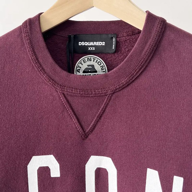 Dsquared2 DSQUARED2 Icon Burgundy Long Sleeve Sweatshirt 0089 Size XXS / US 00 / IT 34 - 5 Thumbnail