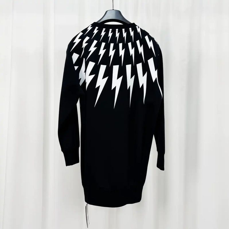 Neil Barrett NeIL BarreTT Black Lightning Print Long Sleeve Hoodie 0089 Size XS / US 0-2 / IT 36-38 - 2 Thumbnail