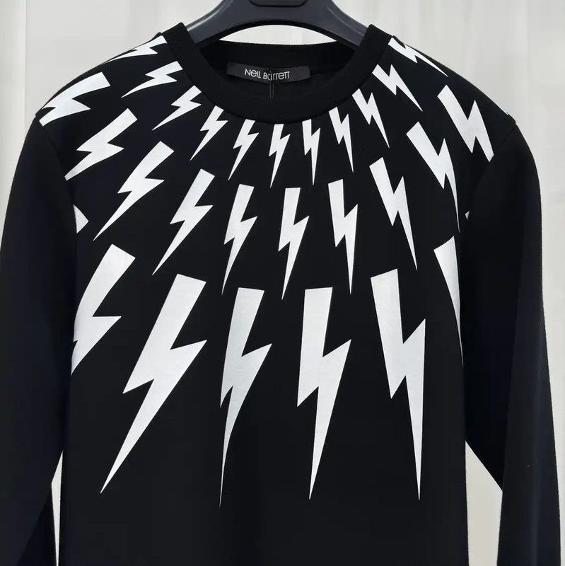 Neil Barrett NeIL BarreTT Black Lightning Print Long Sleeve Hoodie 0089 Size XS / US 0-2 / IT 36-38 - 3 Thumbnail