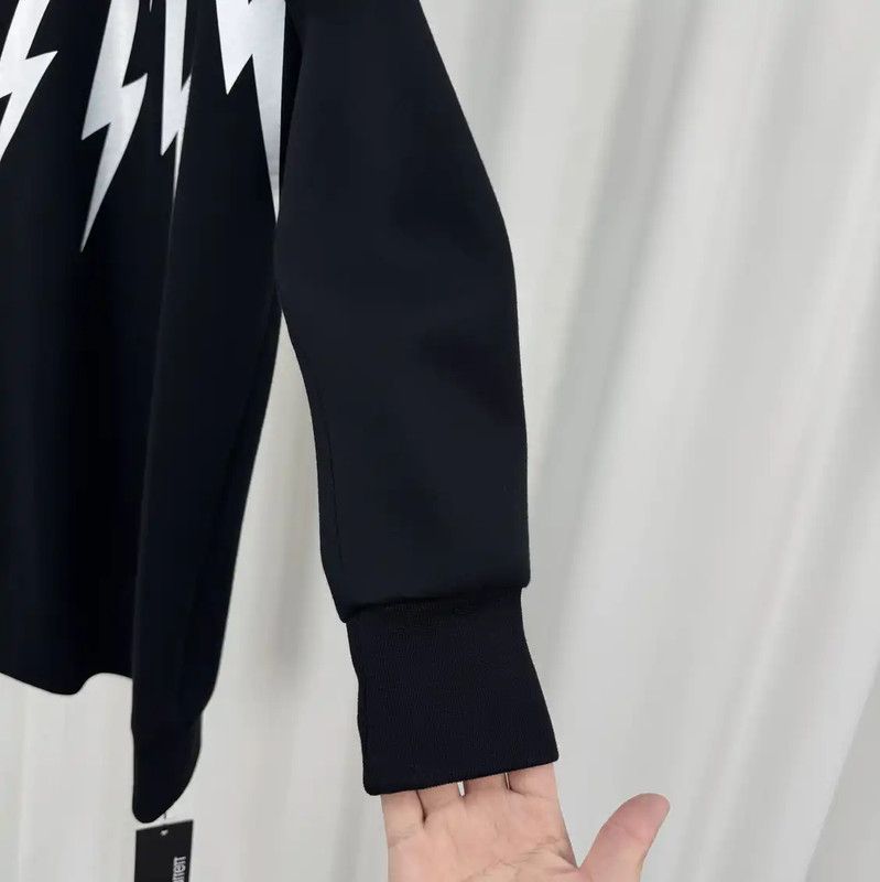 Neil Barrett NeIL BarreTT Black Lightning Print Long Sleeve Hoodie 0089 Size XS / US 0-2 / IT 36-38 - 4 Thumbnail