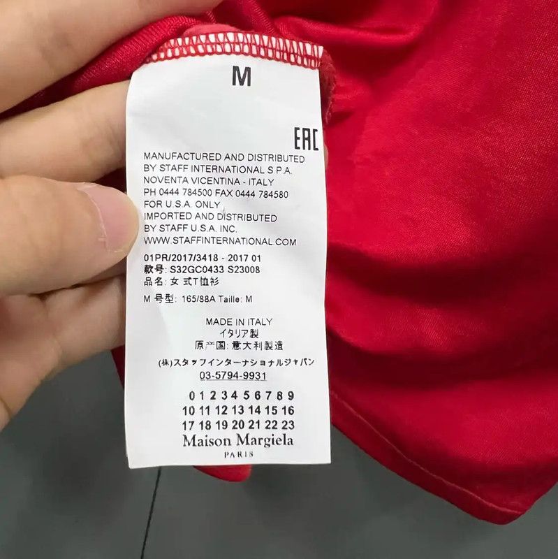 Maison Margiela Maison Margiela Red Cotton Short Sleeve T-Shirt 0089 Size M / US 6-8 / IT 42-44 - 4 Thumbnail