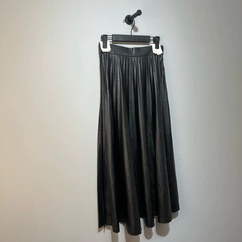 Maison Margiela Maison Margiela Black Leather Midi Skirt 0089 Size 23" - 3 Thumbnail
